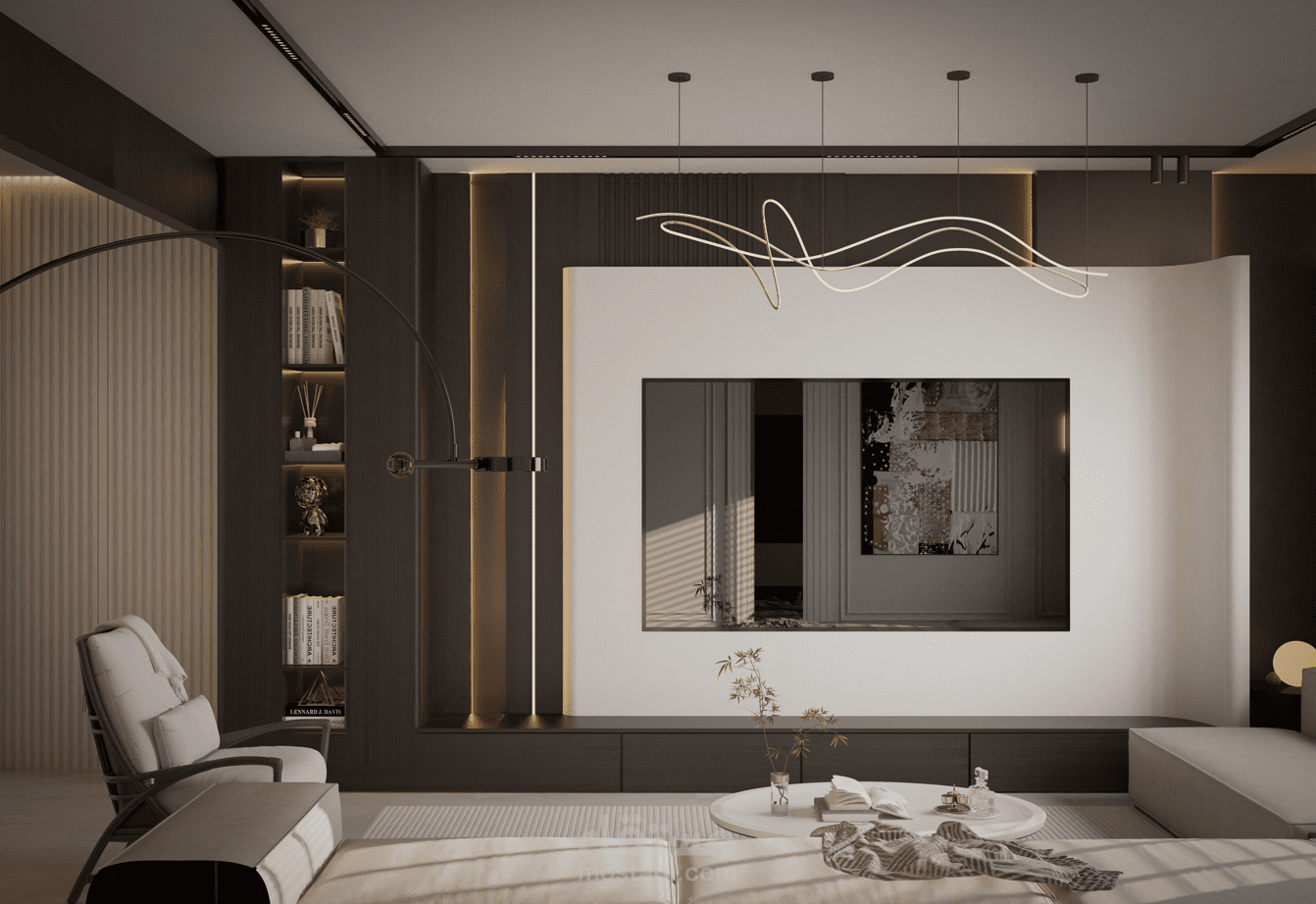 تصميم داخلى مودرن ريسبشن فيلا فى مدينة المنيا الجديدة