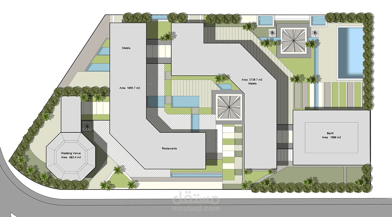 تصميم لاندسكيب ومخطط عام (Master Plan) لكمبوند متعدد الاستخدامات