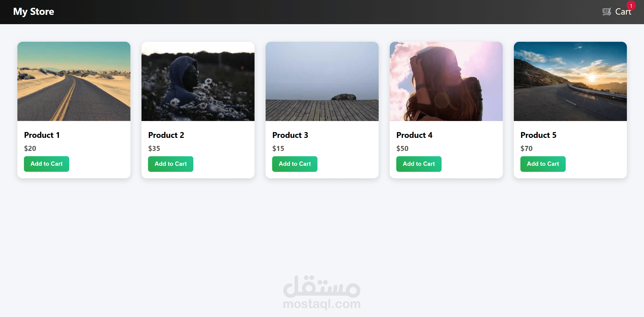 متجر إلكتروني صغير (Mini Store) باستخدام HTML, CSS, JavaScript