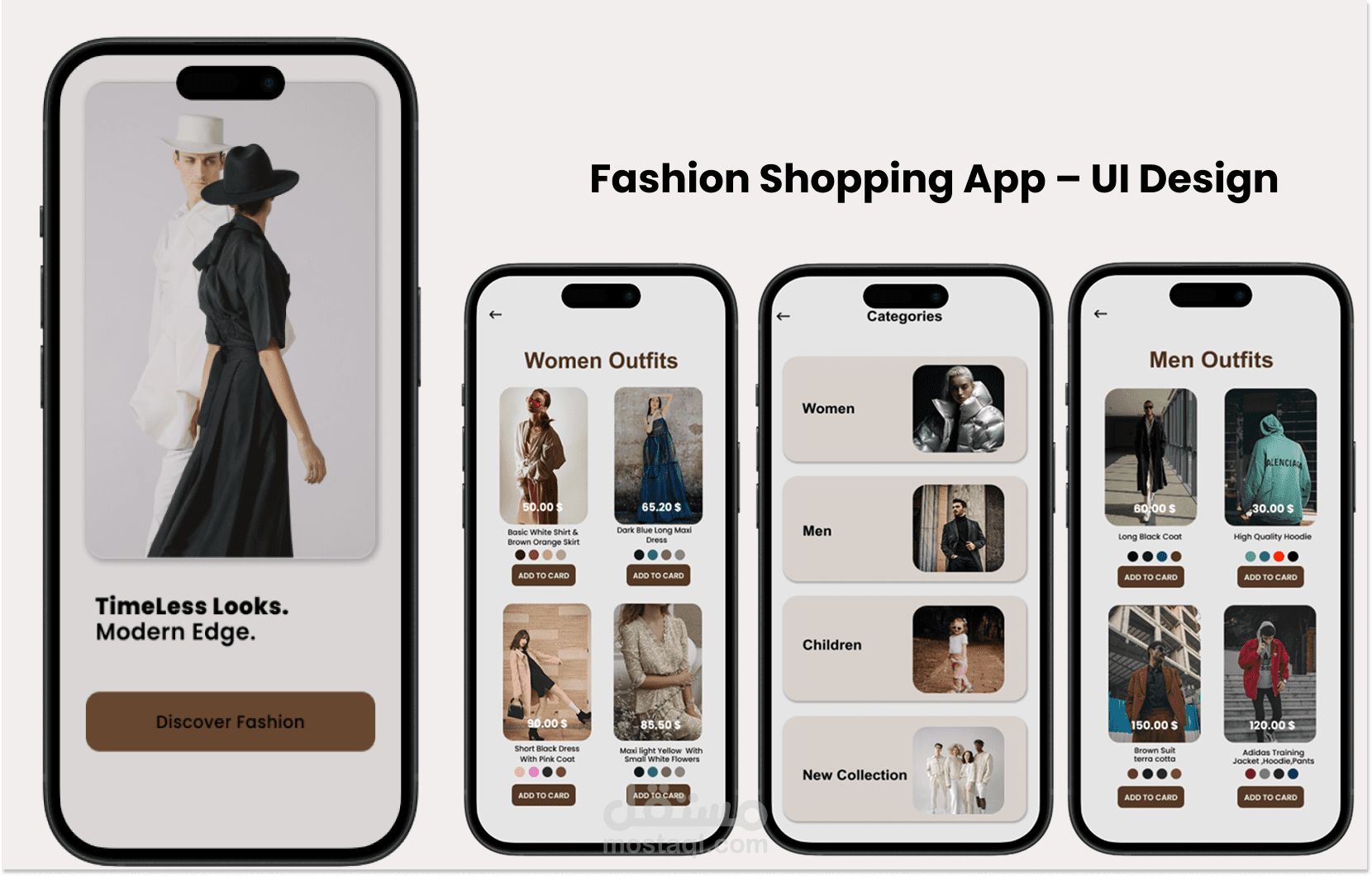 تصميم واجهة وتجربة مستخدم لتطبيق تسوق ملابس (Mobile App UI/UX)