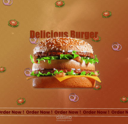 تصميم شعار برجر فخم بتفاصيل ثلاثية الأبعاد وحركة واقعية