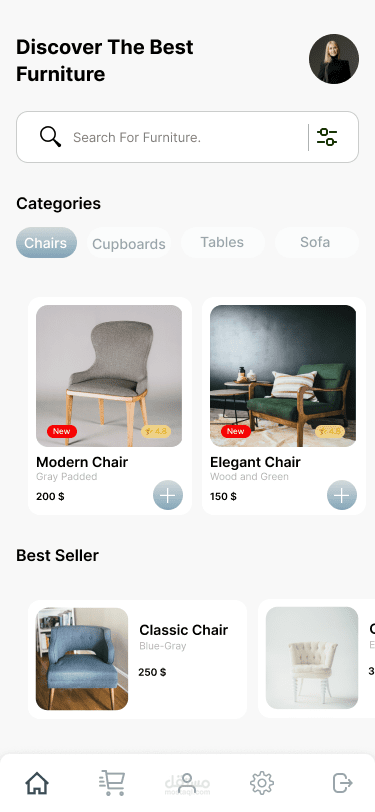 “Furniture Haven: Elegant Mobile UI Design for Home Shopping”