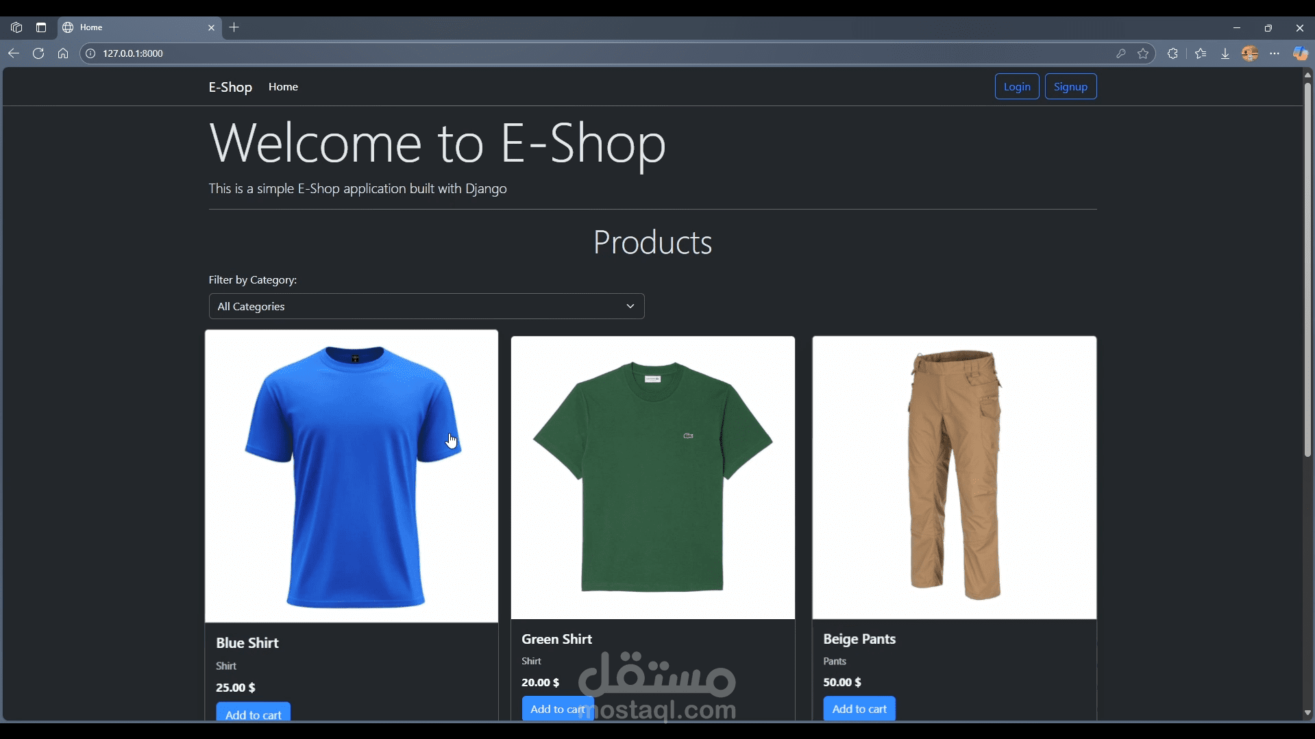 متجر إلكتروني للملابس مبني بـ Django + Bootstrap مع Redis