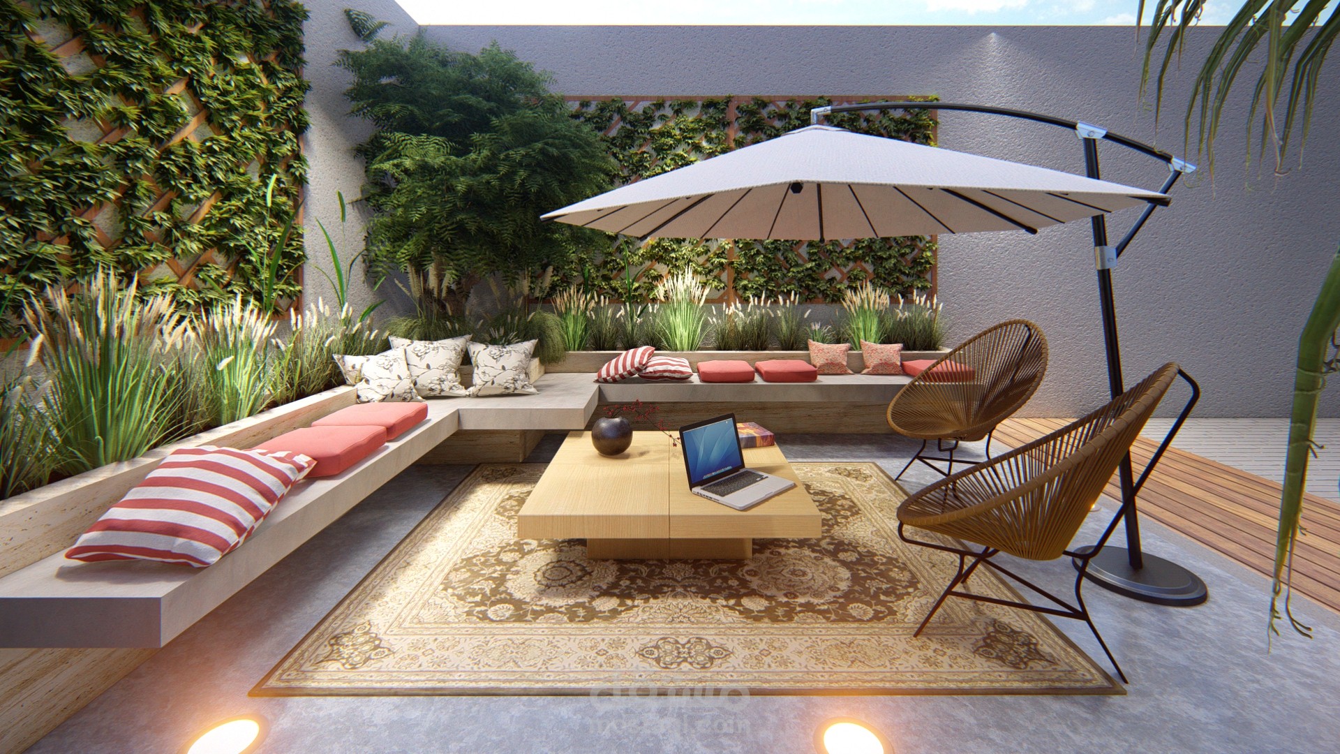 تصميم حديقة فيلا في مسقط  - النمط مودرن -landscape design