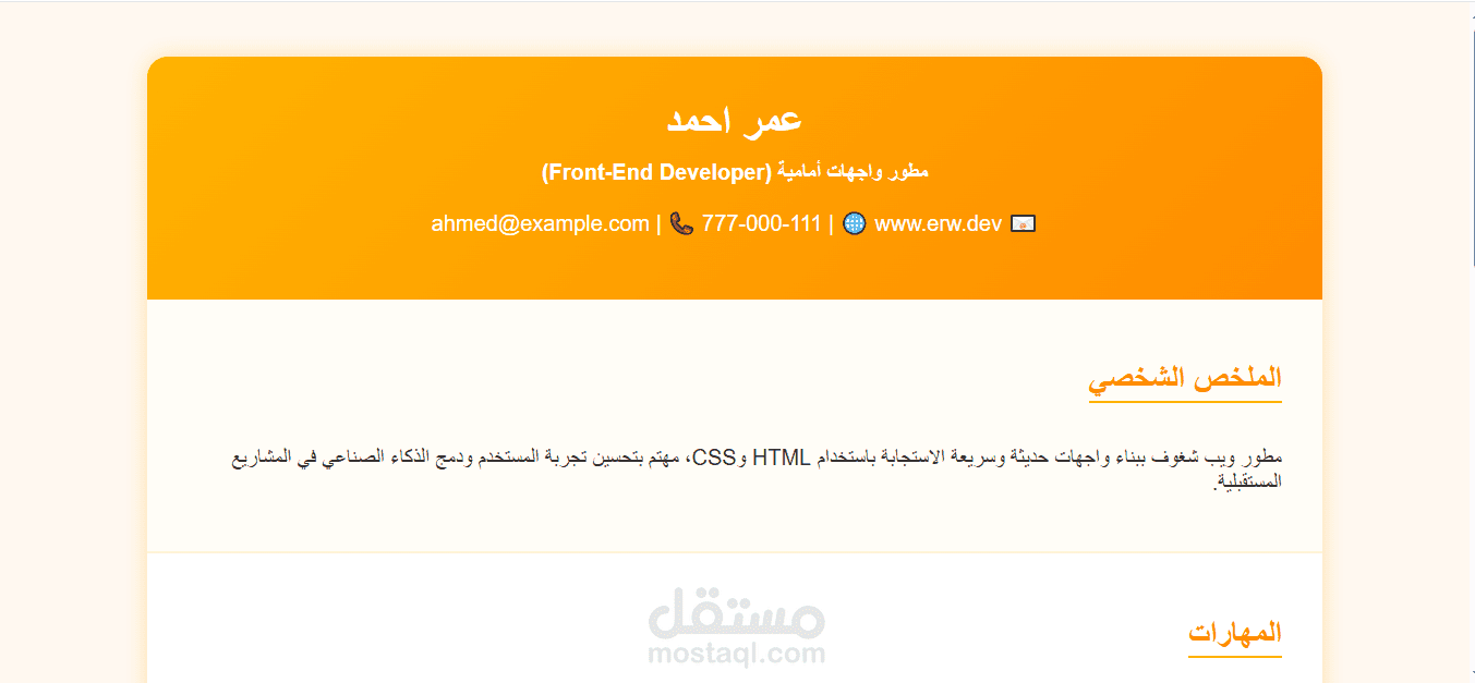 صفحة CV
