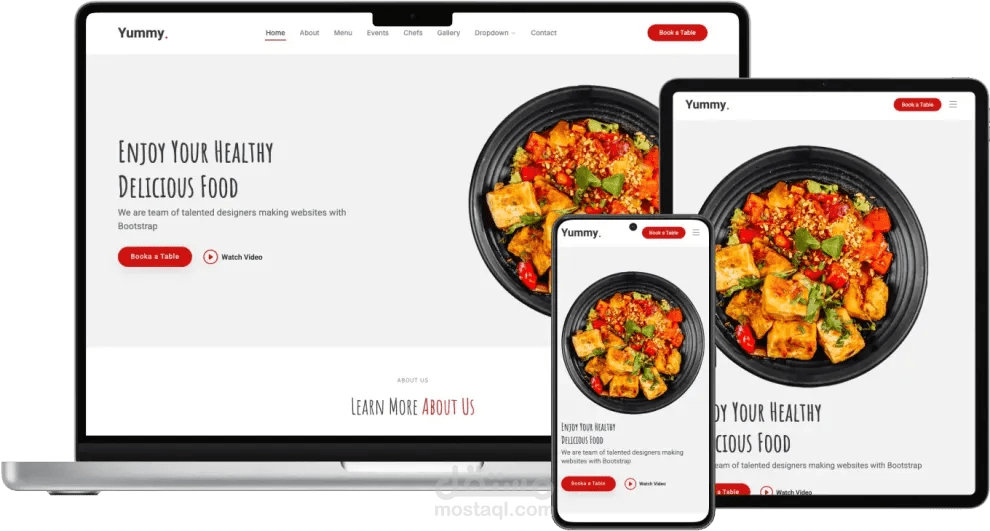 Yummy – تطبيق ويب لمطعم بتصميم عصري واستجابة عالية