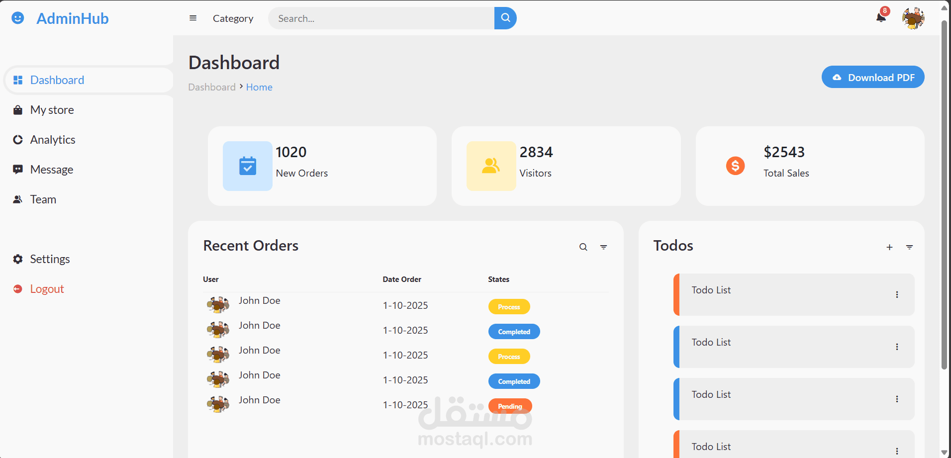 تصميم dahsbaord