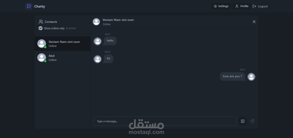 تطبيق دردشة لحظي يسمح للمستخدمين بالتواصل عبر الرسائل النصية