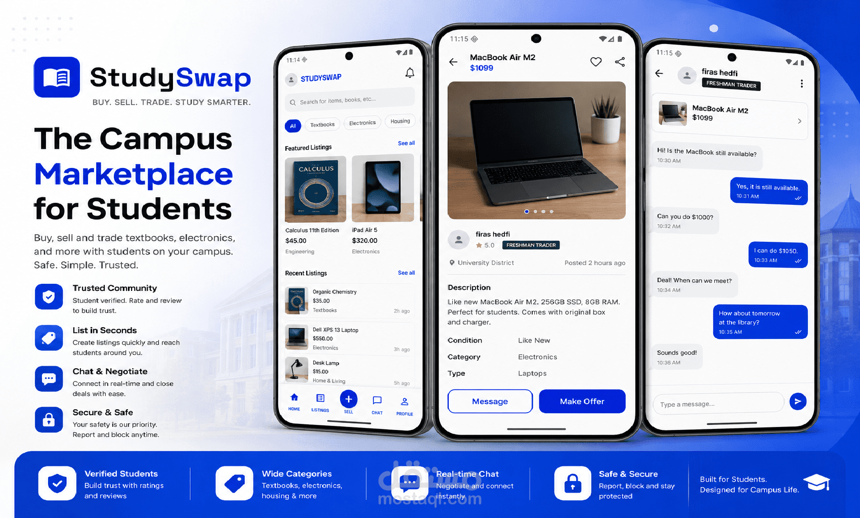 StudySwap - تطبيق لبيع وتبادل الأدوات والكتب الجامعية بين الطلبة