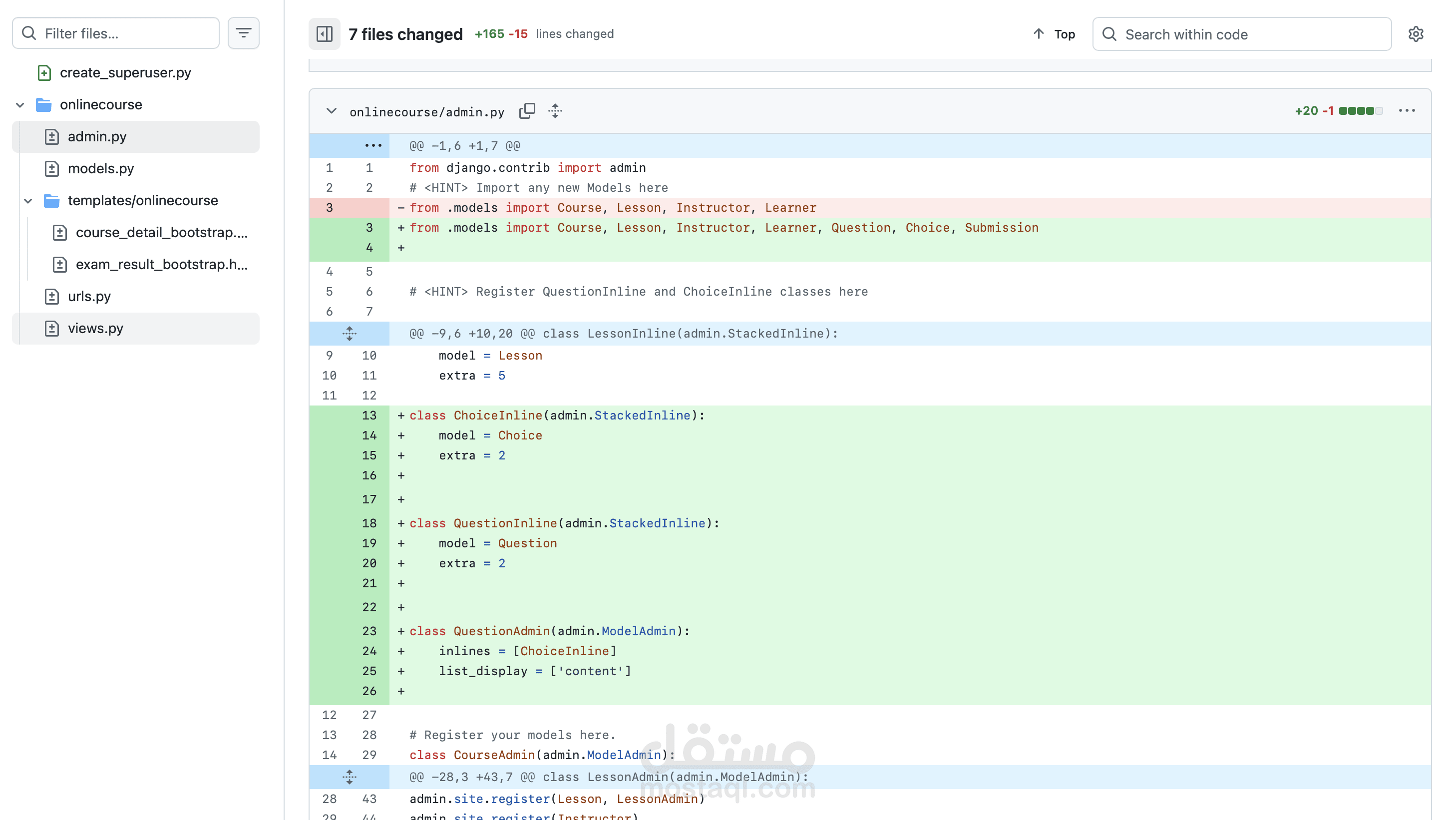Fix Django models, views, and admin interface