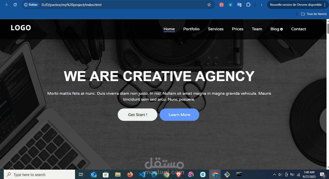 موقع شركة إبداعية - تصميم واجهة أمامية من الصفر