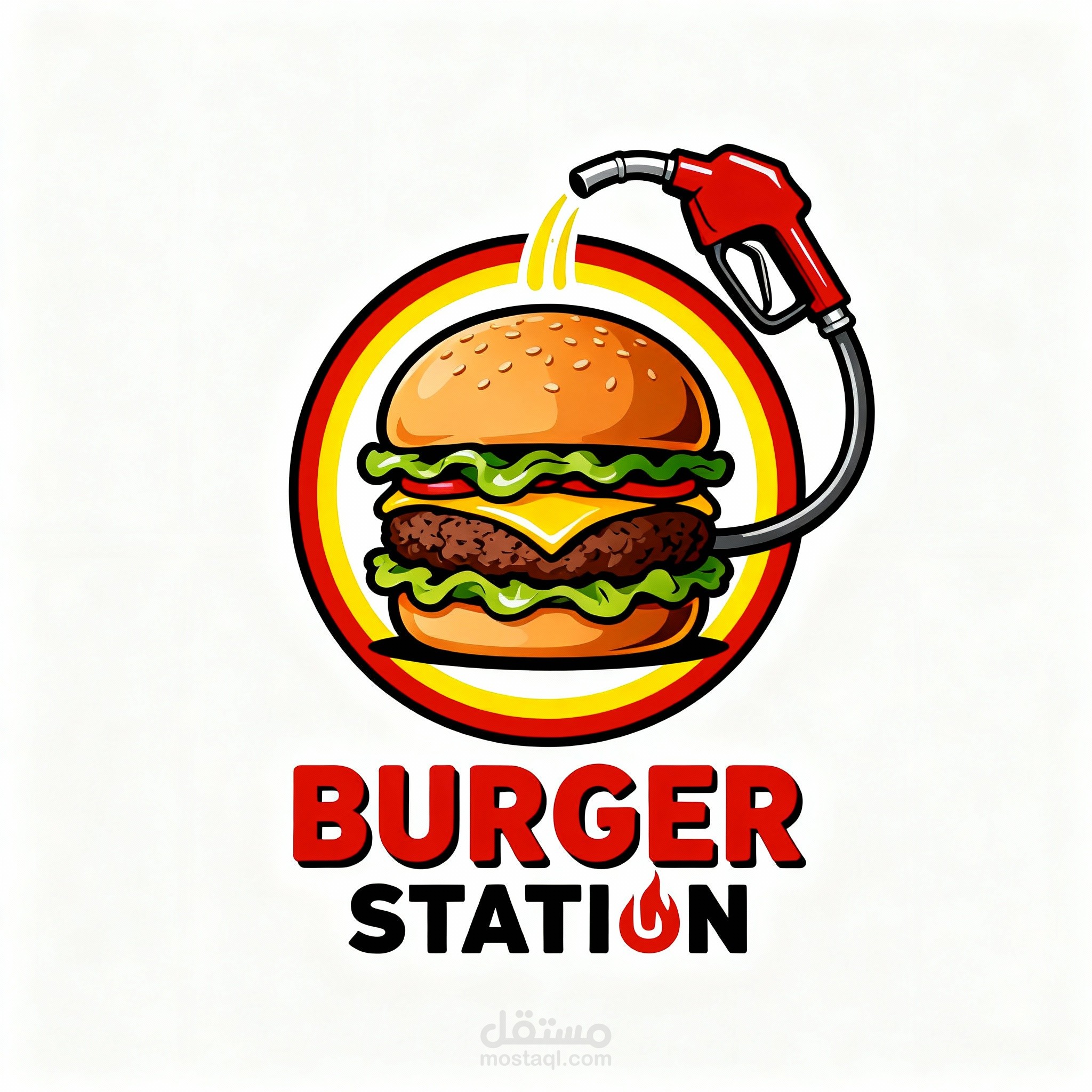تصميم شعار (لوجو) احترافي عصري لمطاعم البرجر والمأكولات السريعة