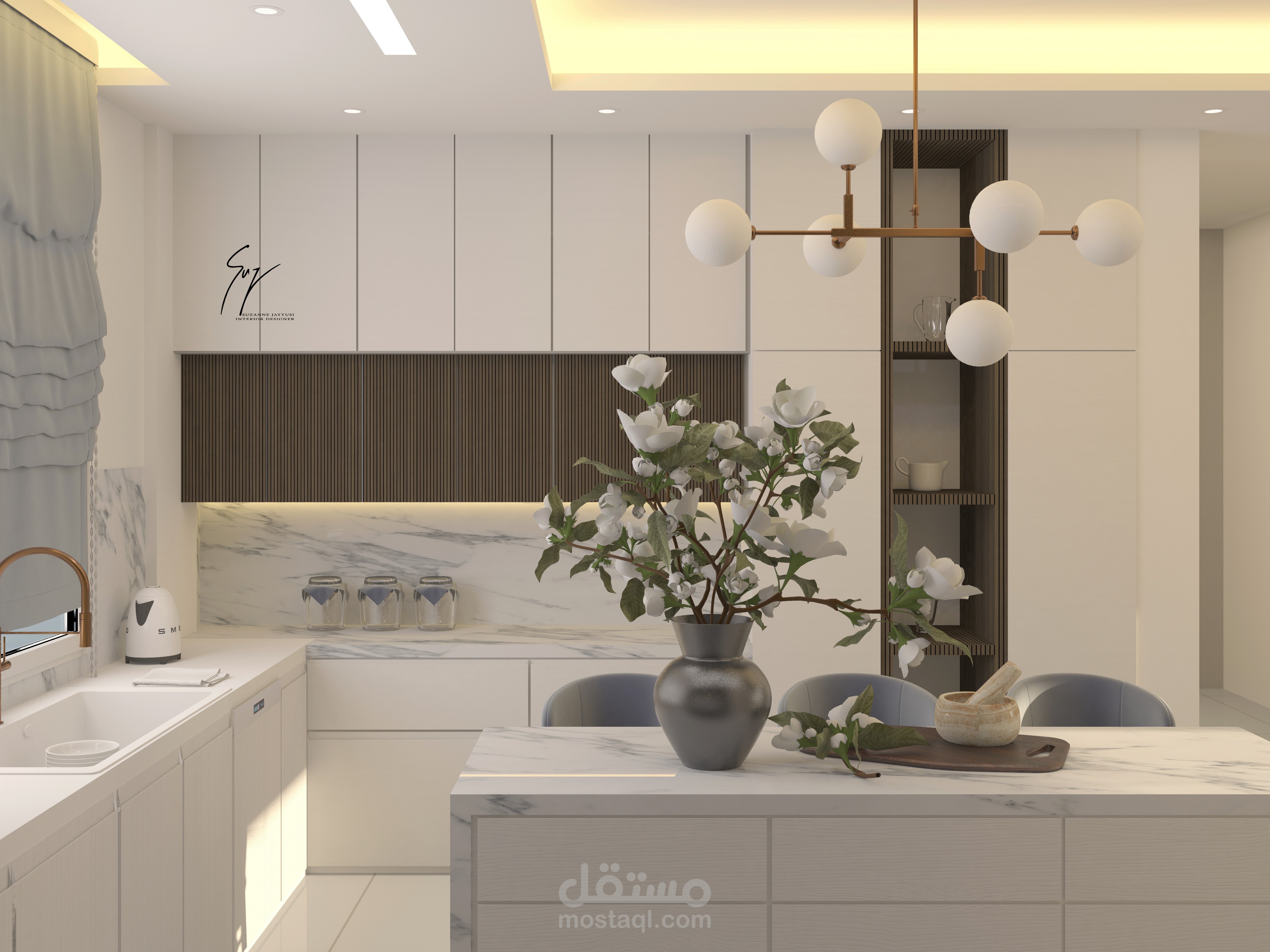 مطبخ ومعيشة +سفرة الطابق الاول لفيلا