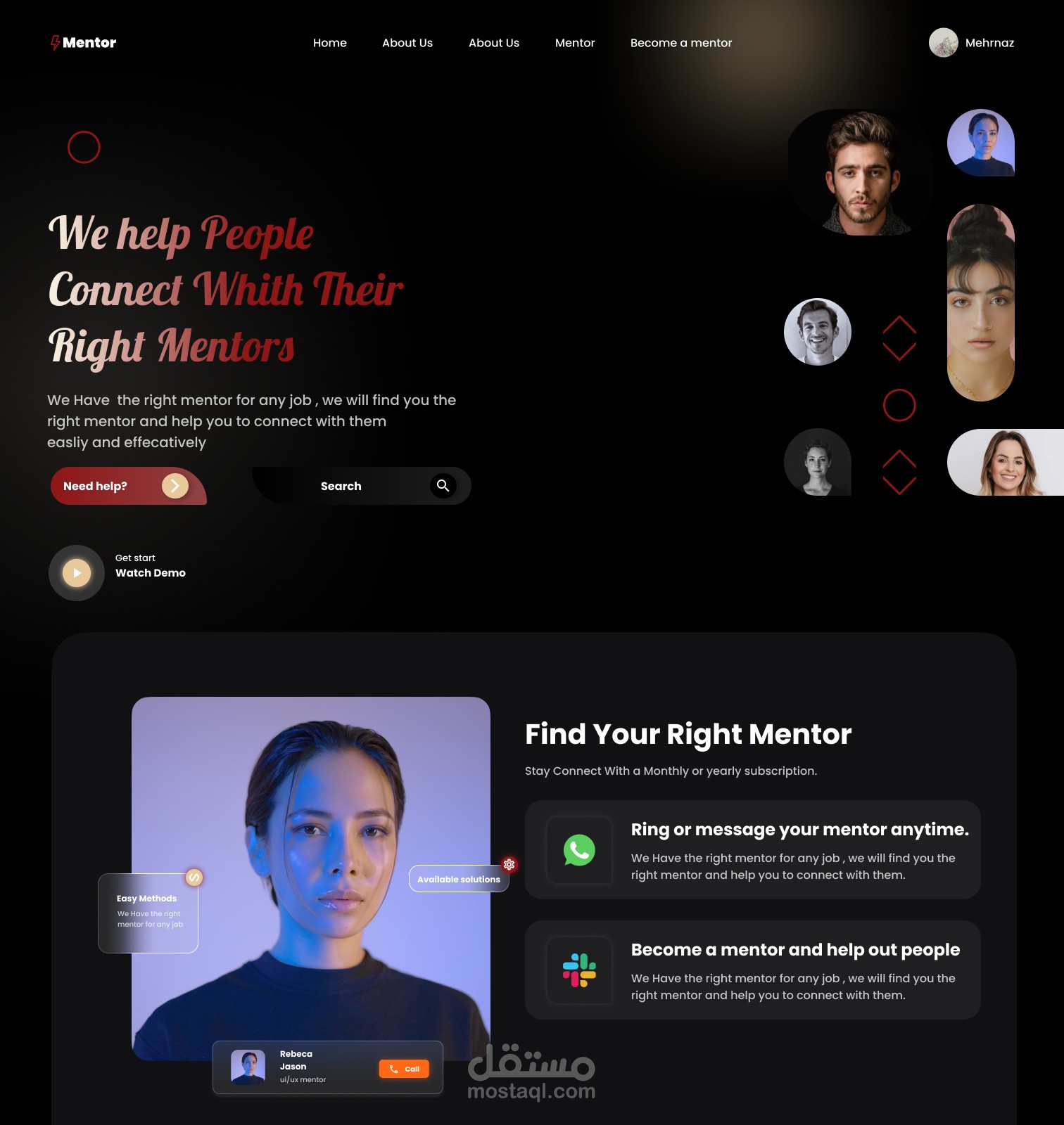 تصميم صفحة رئيسية (Landing Page) لربط الأشخاص مع المرشدين المناسبين