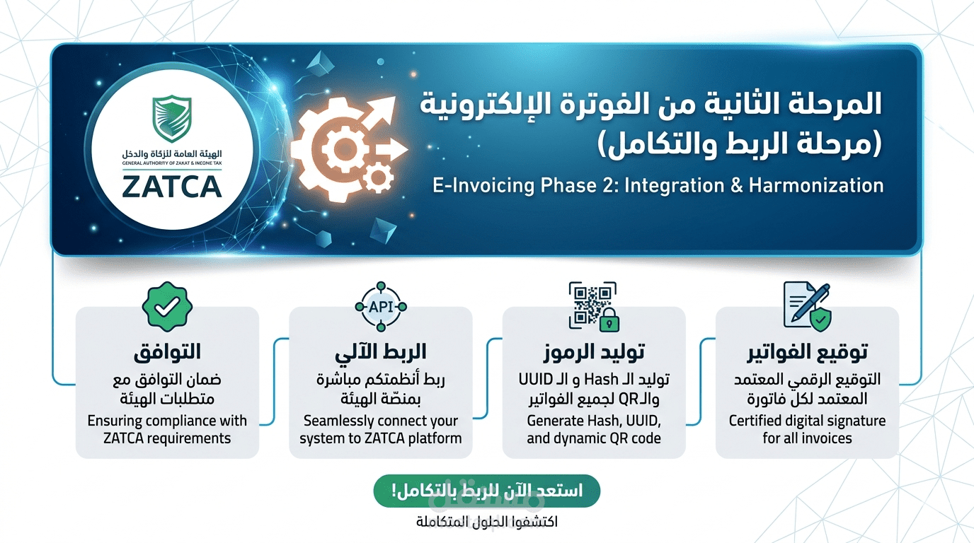 ربط الفواتير الإلكترونية API مع هيئة الزكاة والدخل  المرحلة الثانية (ZATCA)