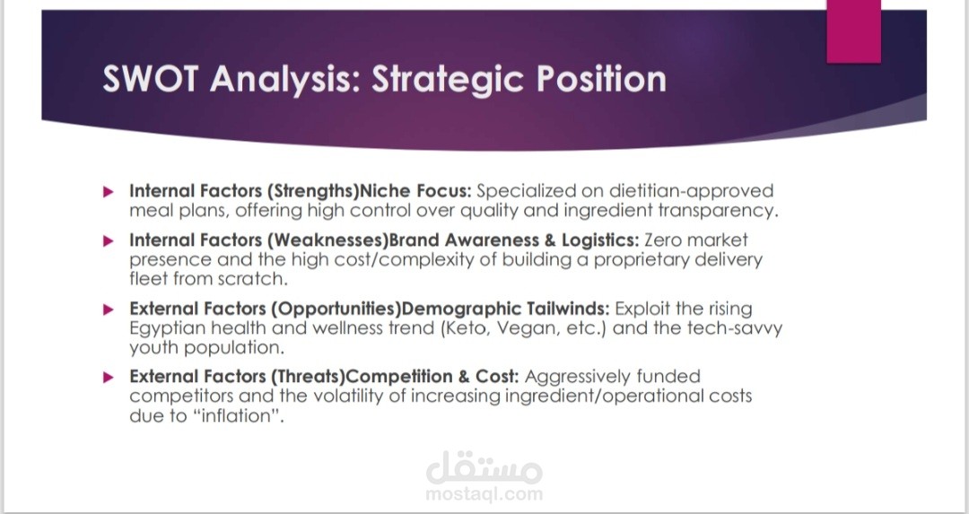 تحليل SWOT ووضع استراتيجي لصفحة GreenFork