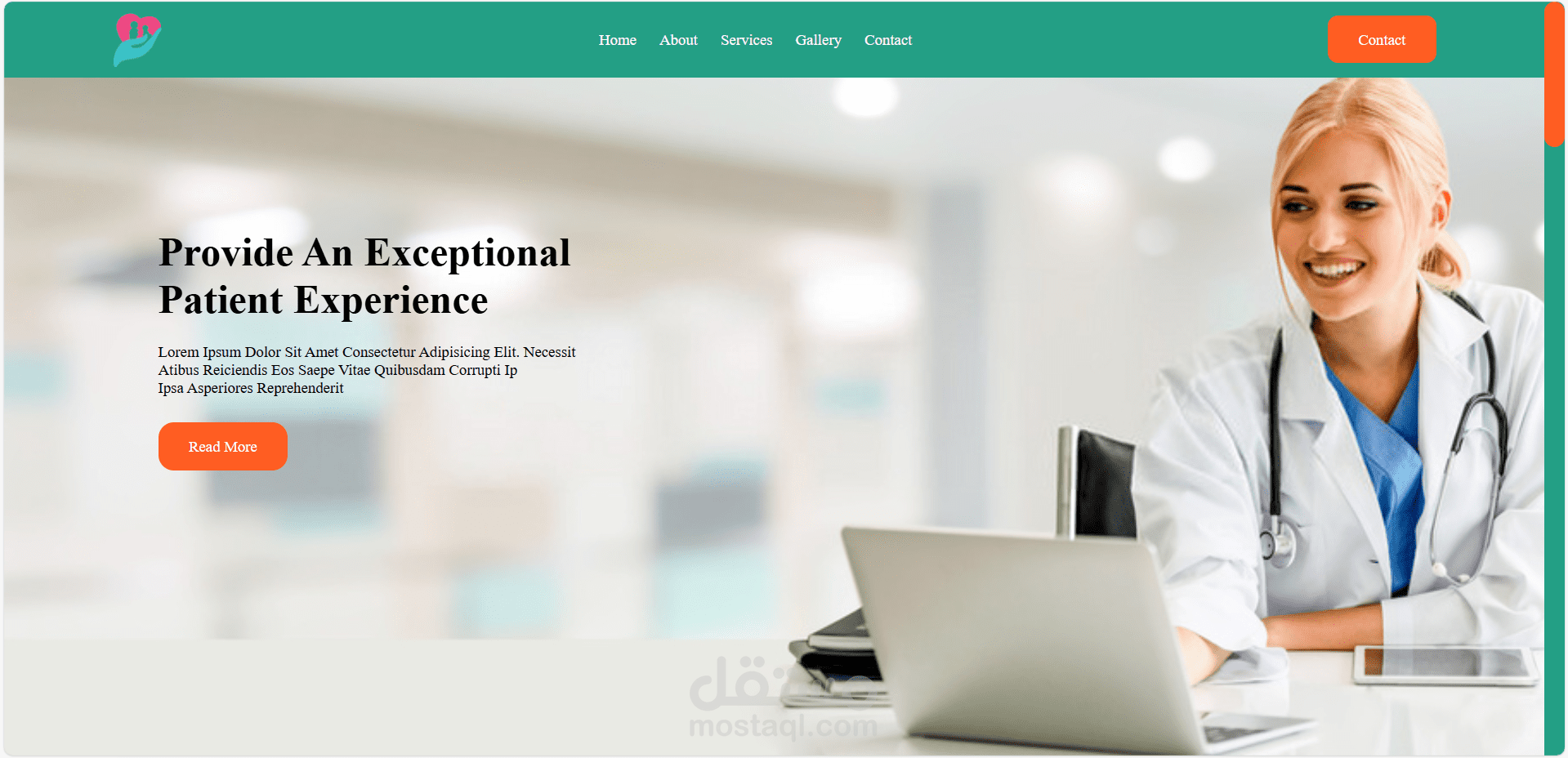 موقع ويب احترافي لمستشفى باستخدام HTML وCSS وJavaScript
