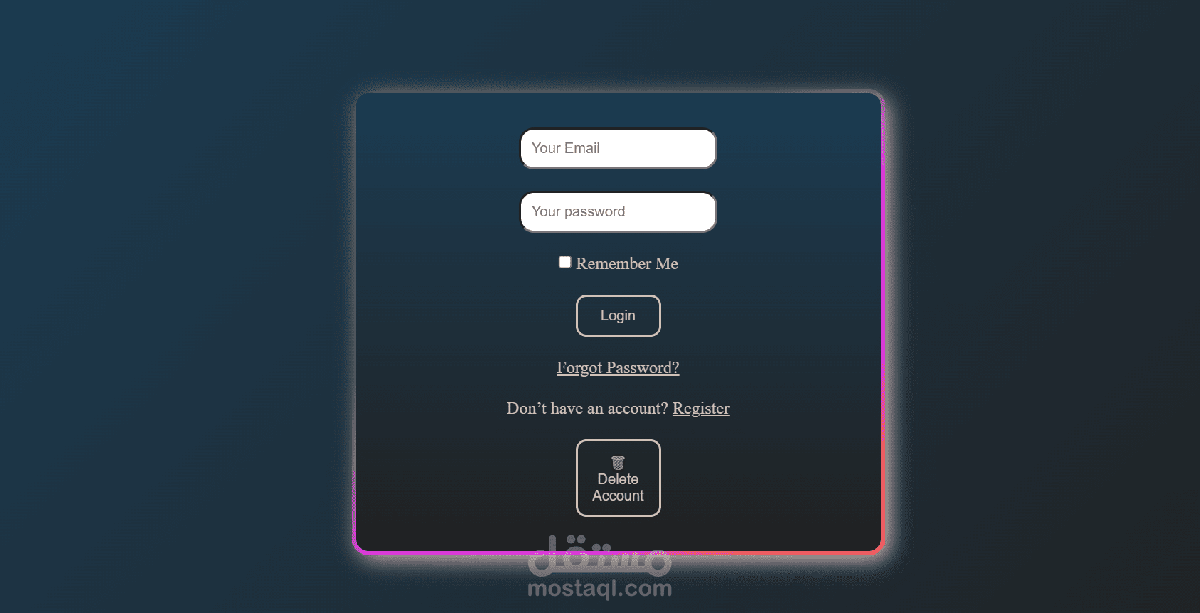 Login page
