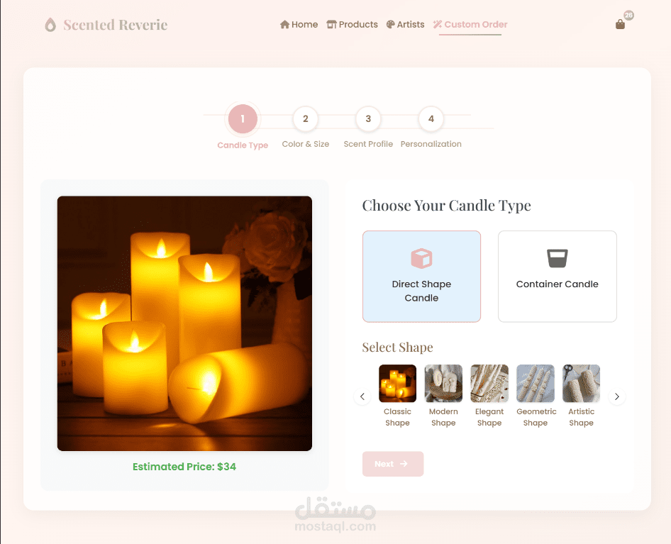 Artisan Marketplace – Scented Reverie (Customized Candles & Scents Store)