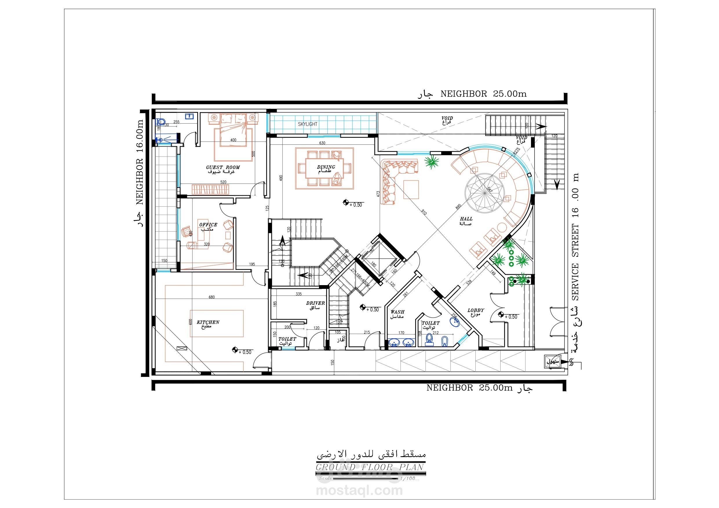 فيلا سكنية في الكويت مكونة من سرداب وارضي واول وسطح .