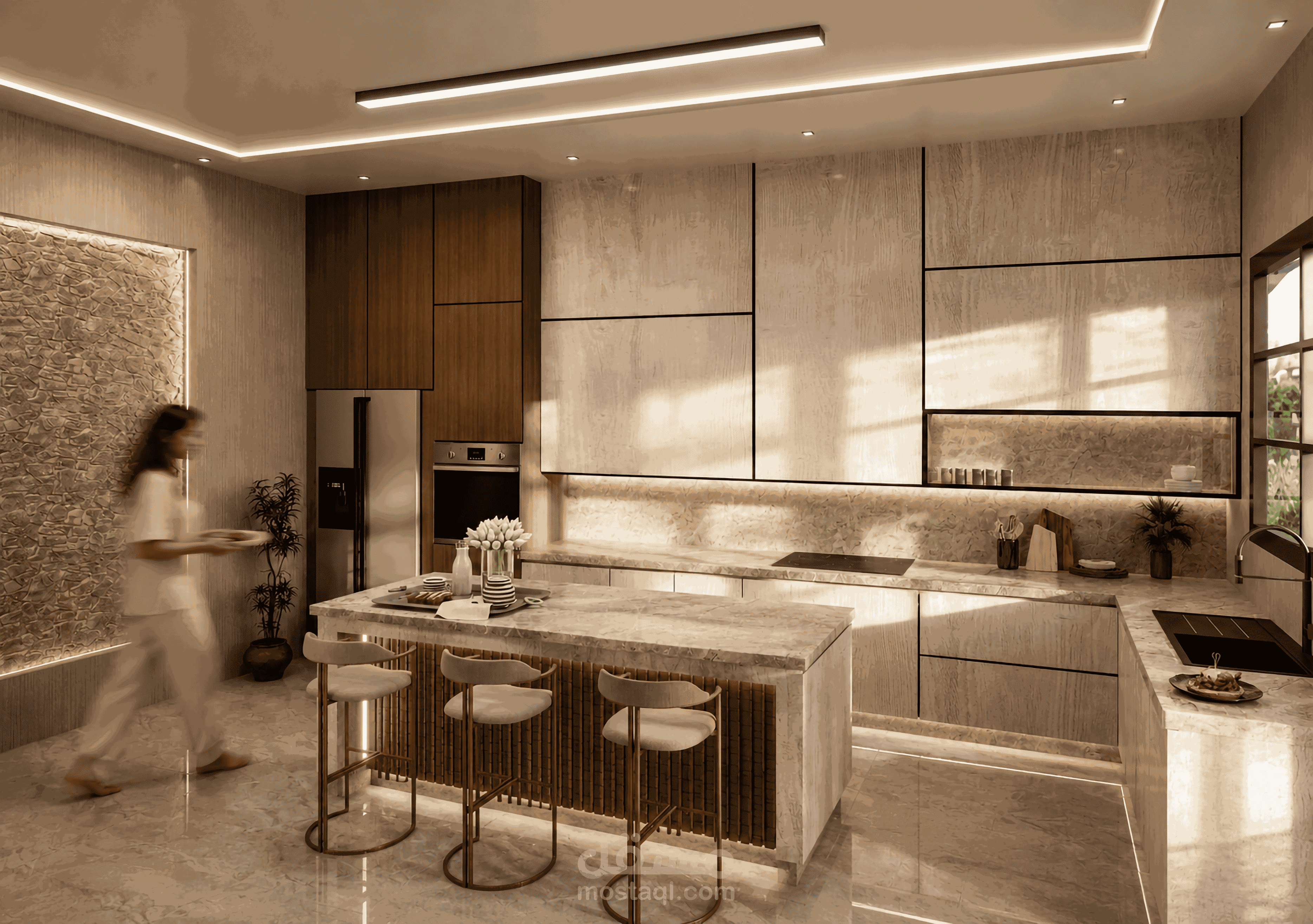 Warm kitchen design