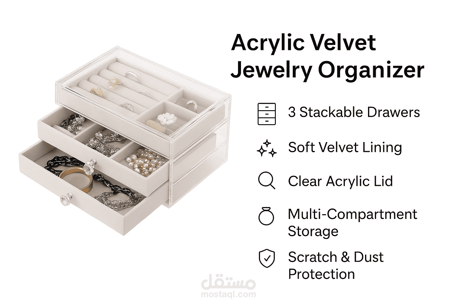 Acrylic Velvet Jewelry Organizer.