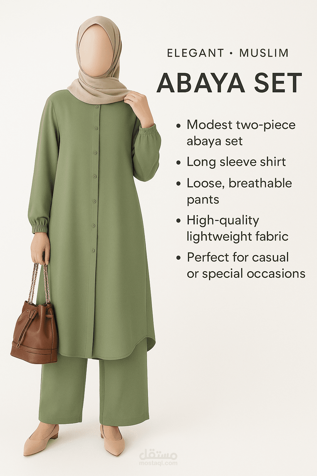 ZANZEA Muslim Abaya Set – Shirt & Pants