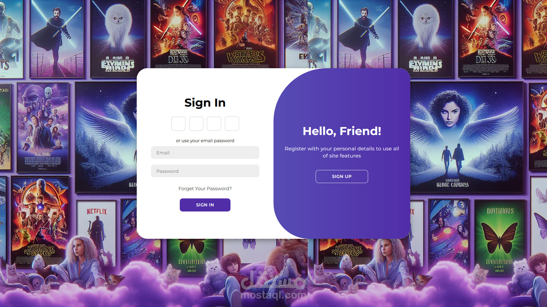 صفحة html / css / javascript احترافية لتسجيل الدخول و عمل حساب