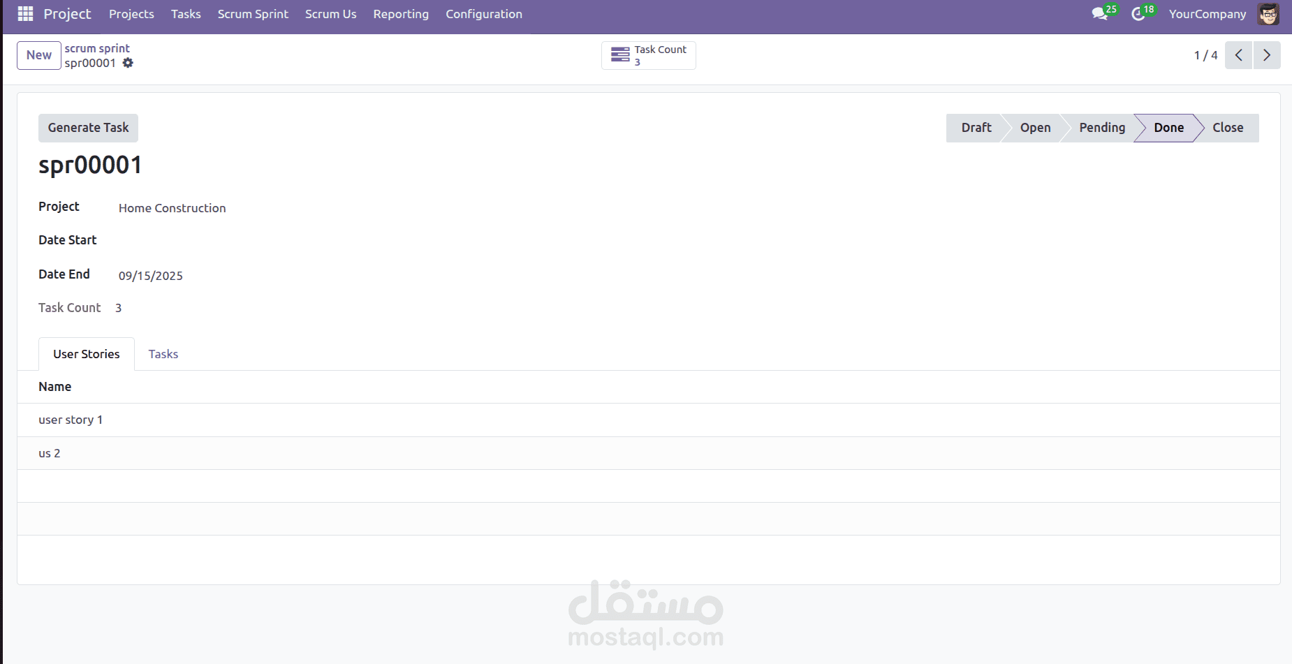 Project: Scrum Extension Module for Odoo