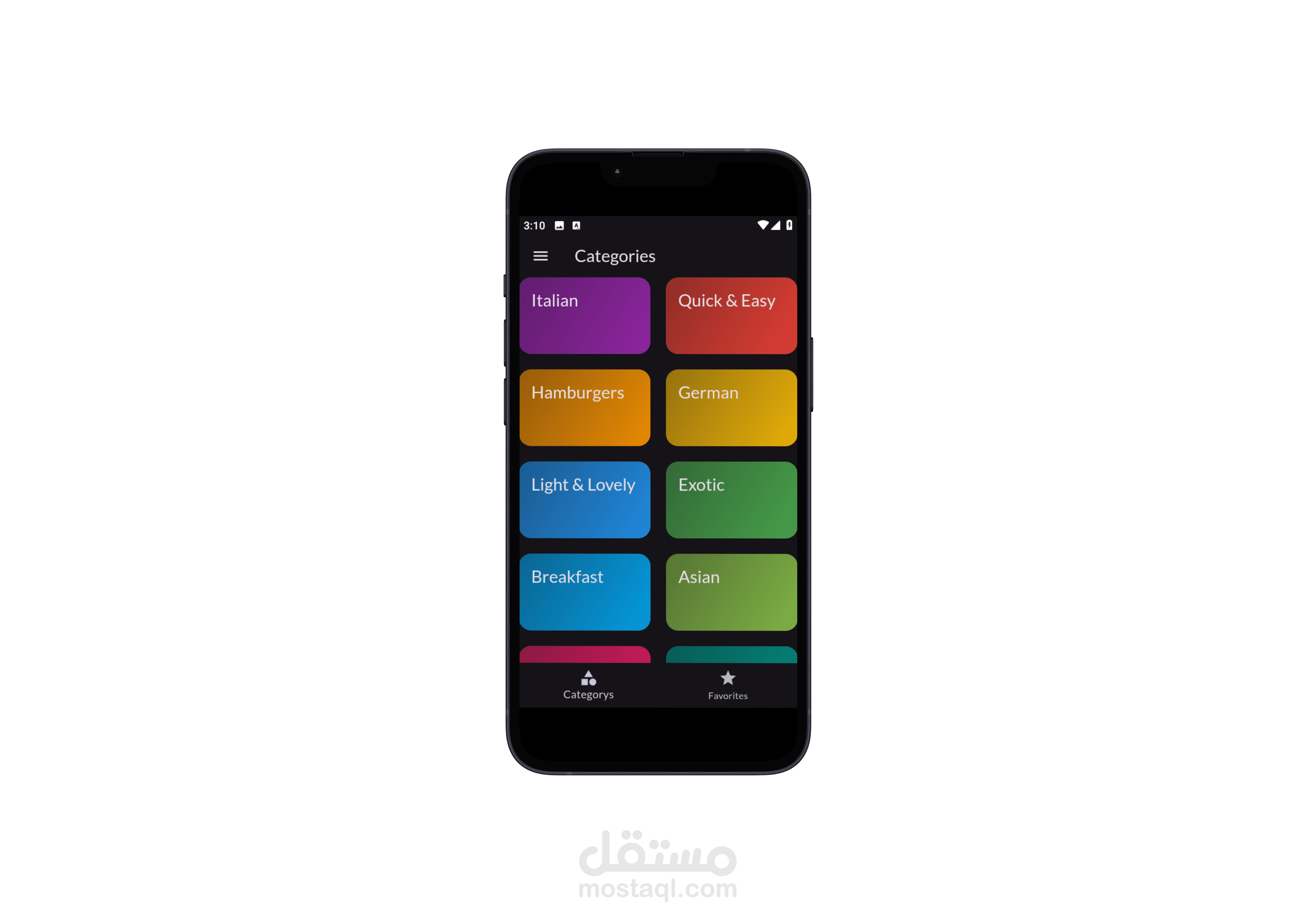 تطبيق وصفات طعام – Flutter