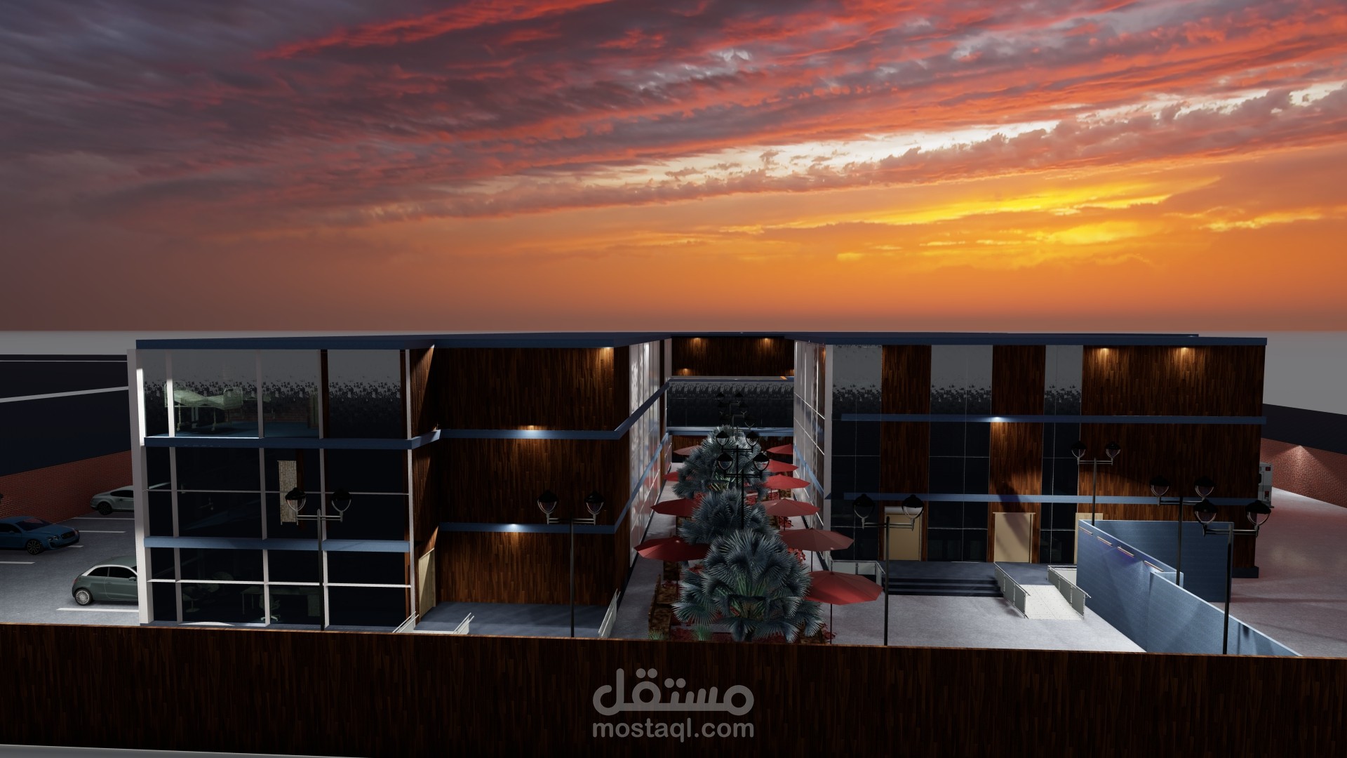 "تصميم معماري ثلاثي الأبعاد لمستشفى عام بسعة 50 سرير"