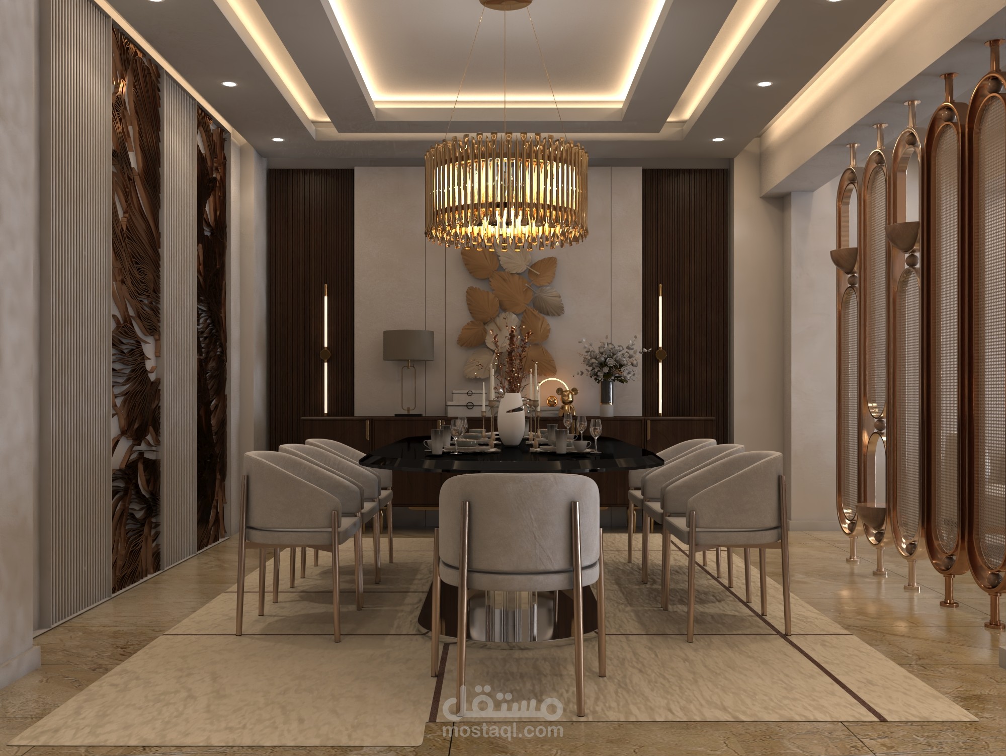 تصميم داخلى لغرفة طعام .