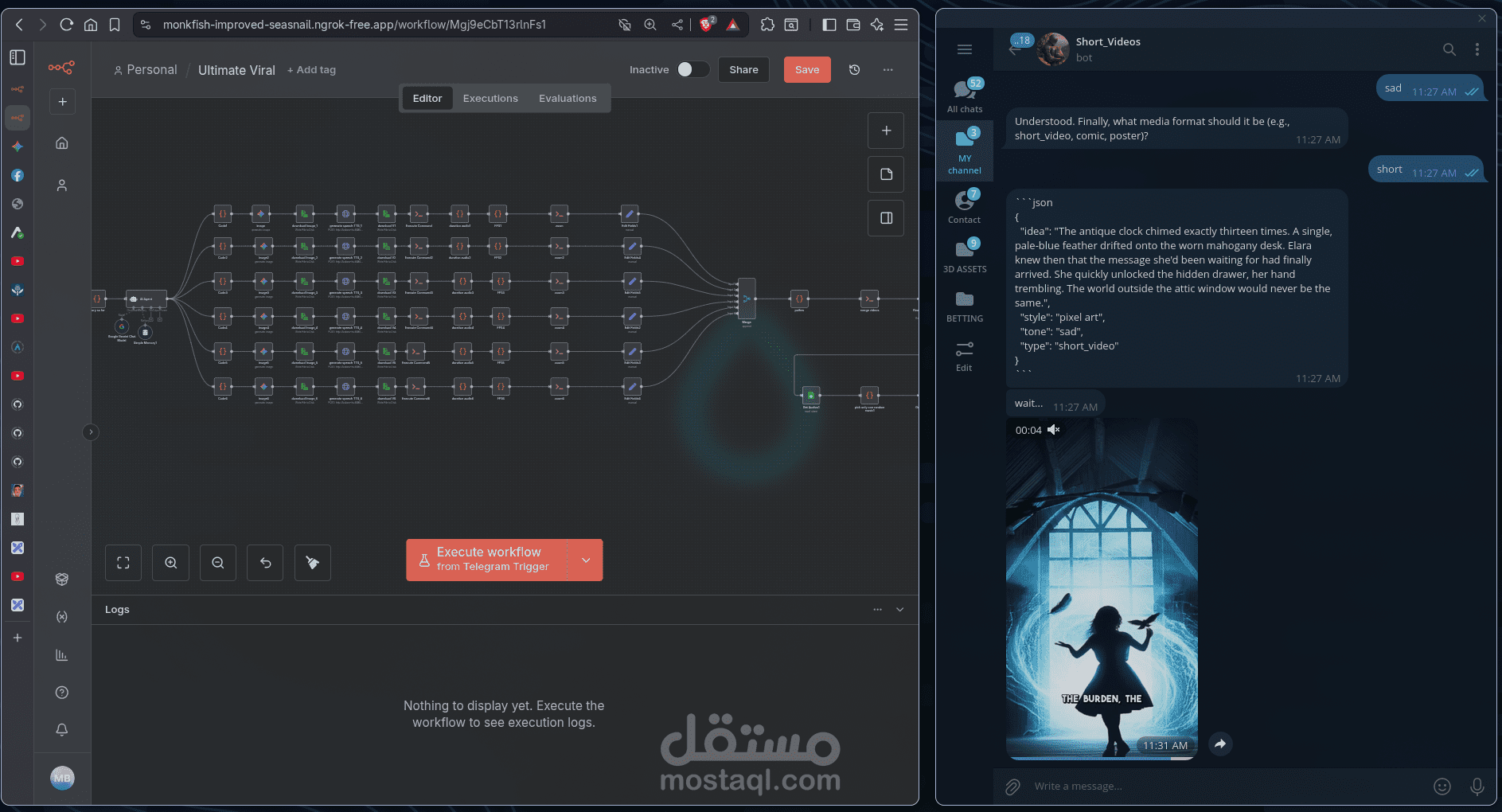 ووركفلو لصنع الفيديوهات عبر التيليغرام بالوصف