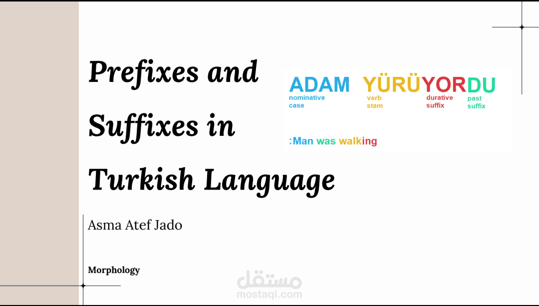 عرض تعليمي لقواعد اللغة التركية: الصرف واللواحق (Turkish Morphology)