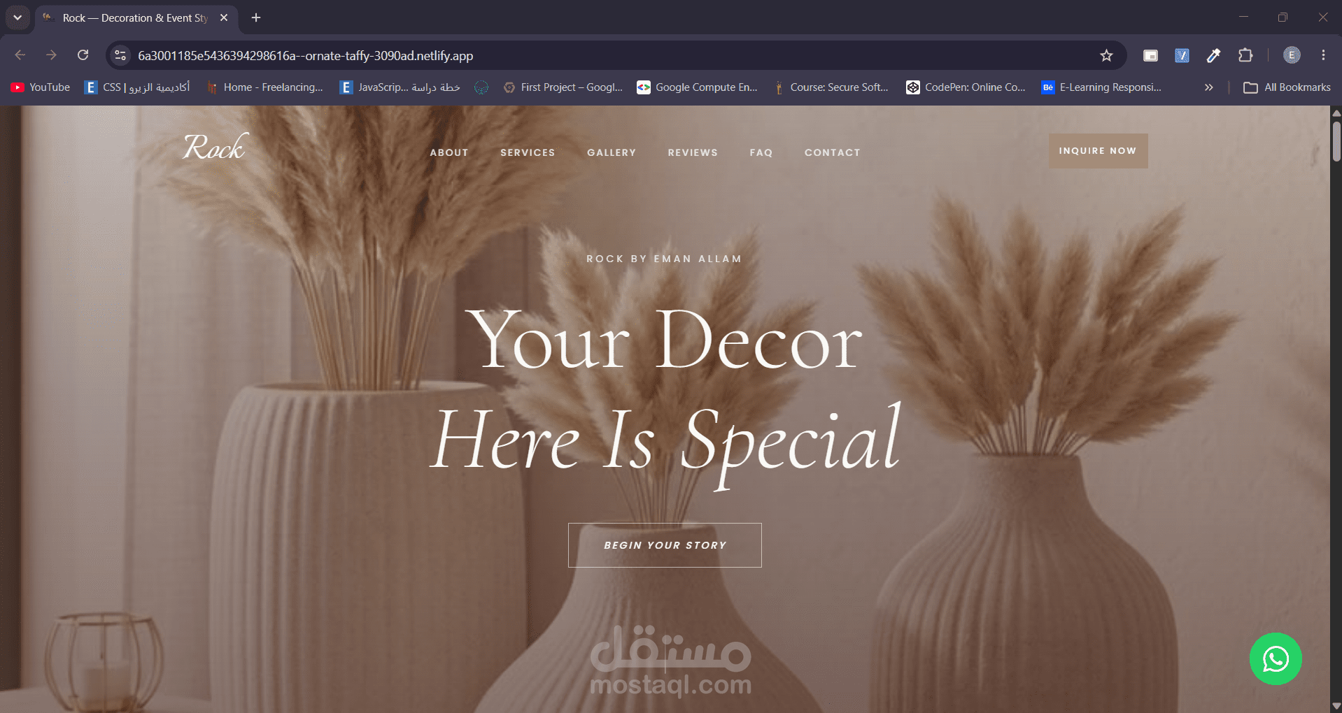 تصميم Landing Page احترافية لصفحه وخدمات الديكور الداخلي للمنزل