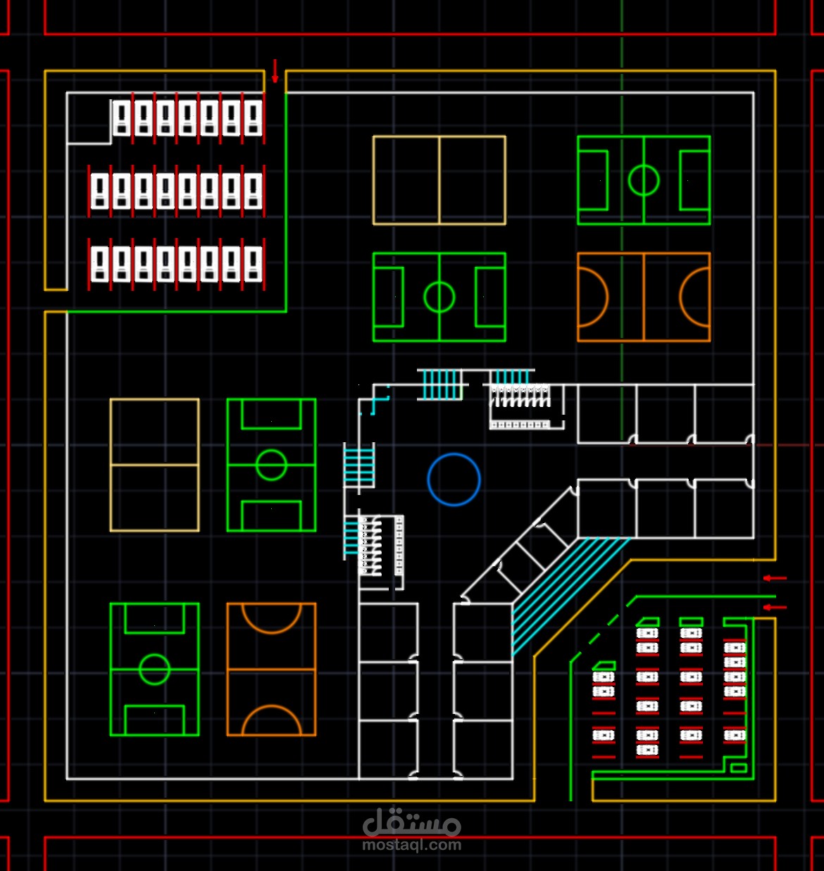 مخطط هندسي لمبنى مدرسة (AutoCAD)