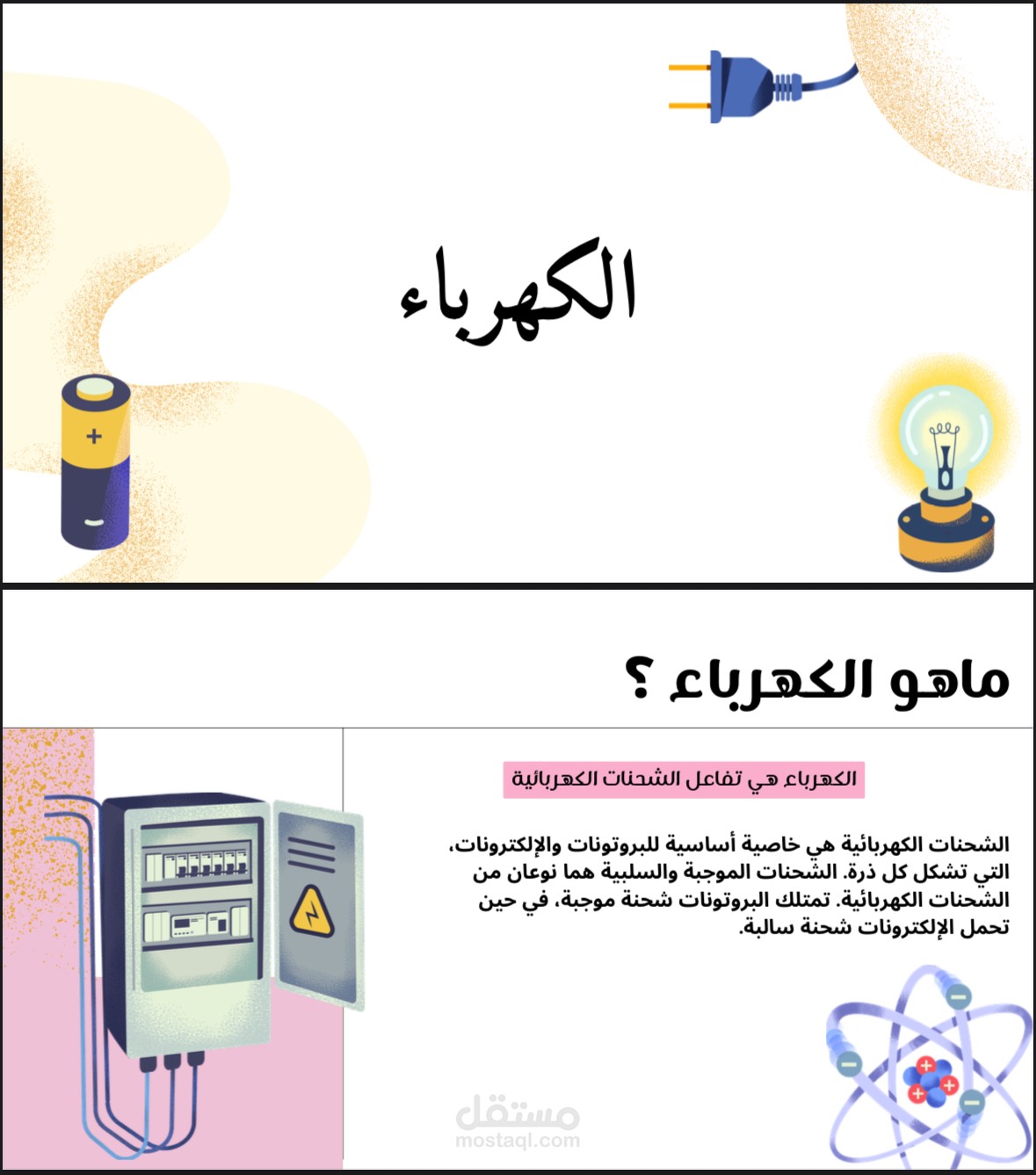 عرض تقديمي في العلوم الفيزيائية بعنوان الكهرباء