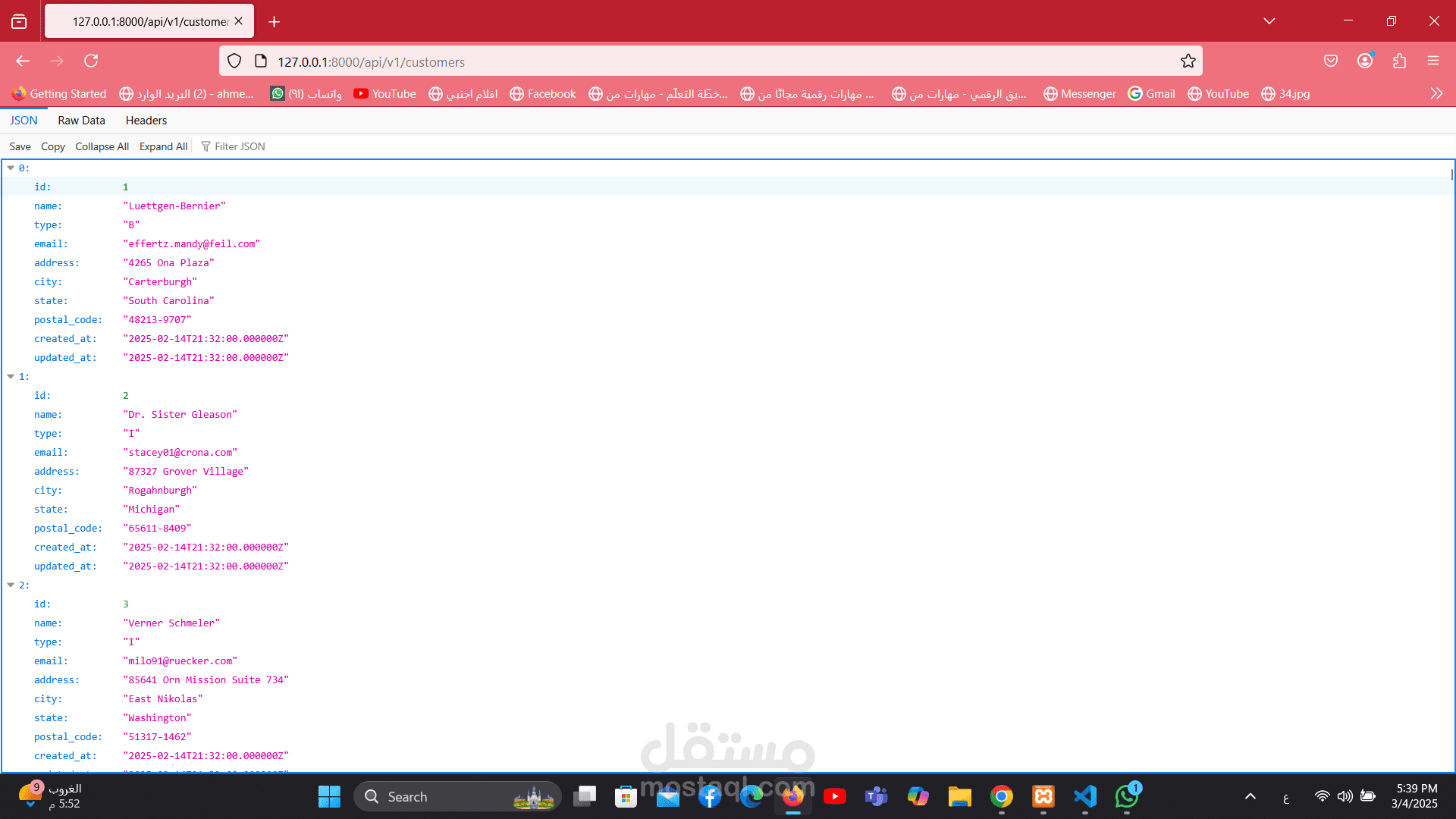 Restful API customers-invoices