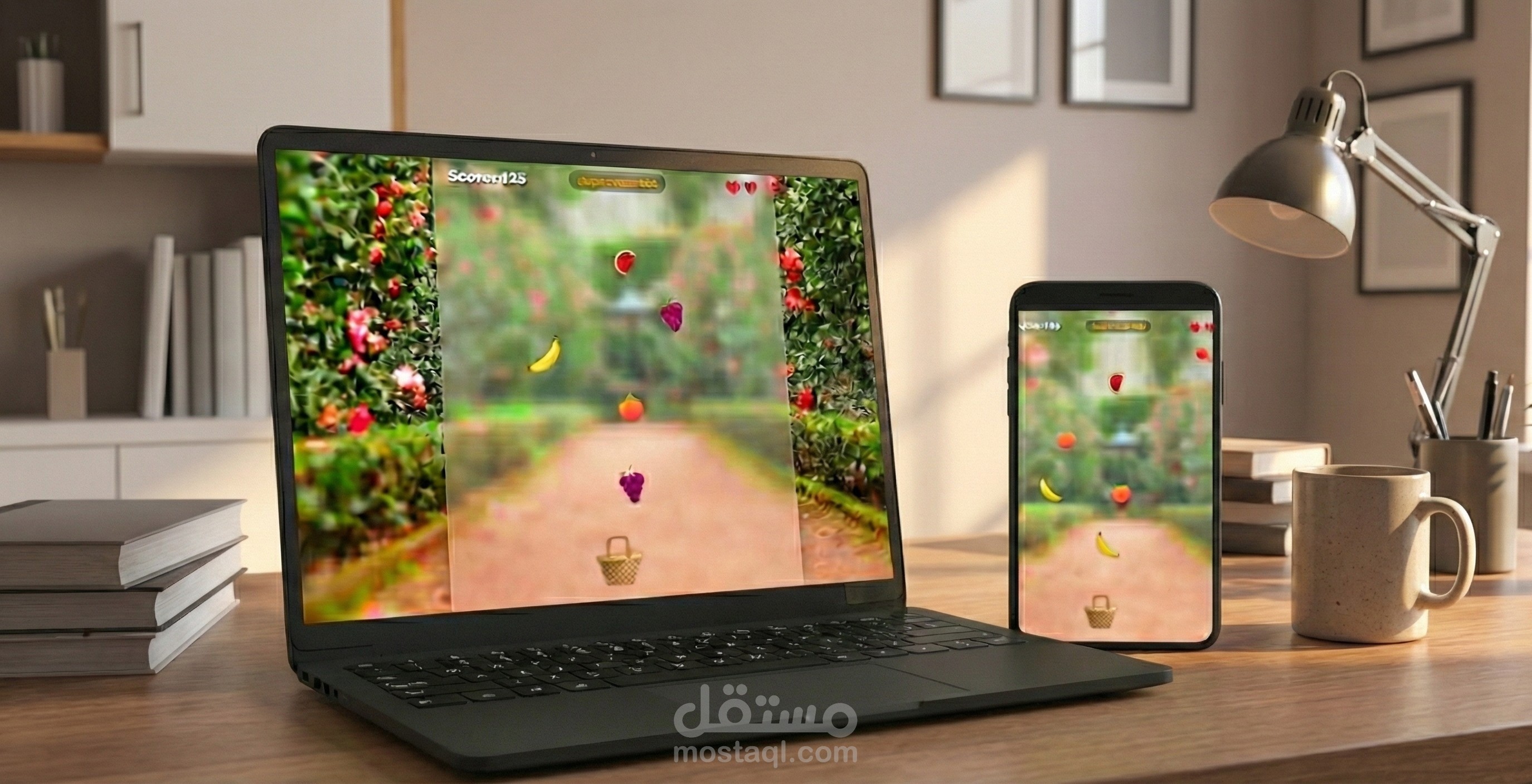 لعبة التقاط سلة فواكهة ويب ب جافا سكريبت