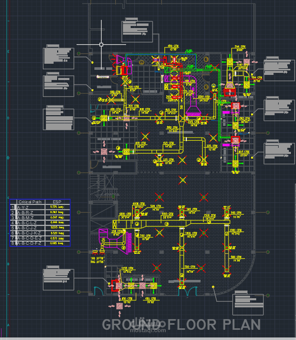 Complete HVAC System Design (Cooling Load, ESP, Duct Sizing, Fresh Air, & Shop Drawings) – Bank Project