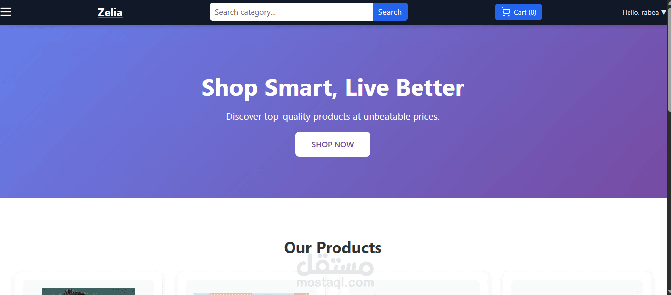 أقدم تطبيق ويب متكامل للتجارة الإلكترونية باستخدام React وNode.js وMongoDB. أمزج بين واجهة أمامية ديناميكية وسلسة وواجهة خلفية قوية وآمنة لإنشاء منصات تسوق رقمية متكاملة.