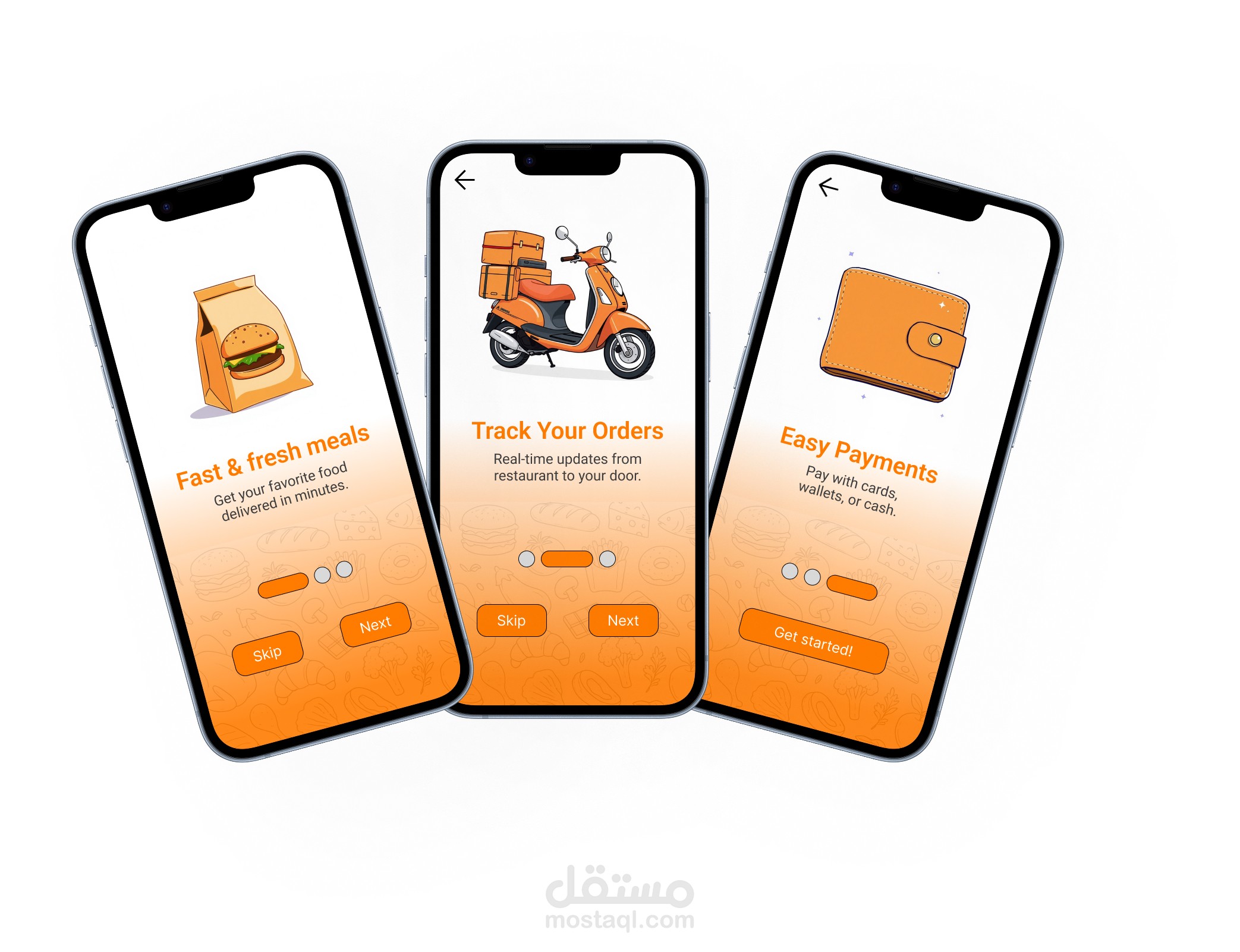 شاشات الترحيب والإعداد الأولي (Onboarding Screens)