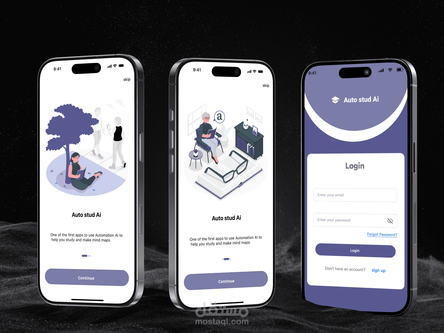 Design login screen and onboarding screen