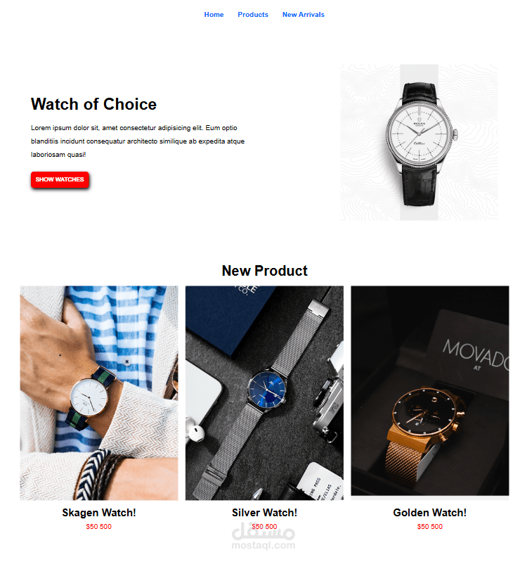 Watches Store – Product Showcase Website