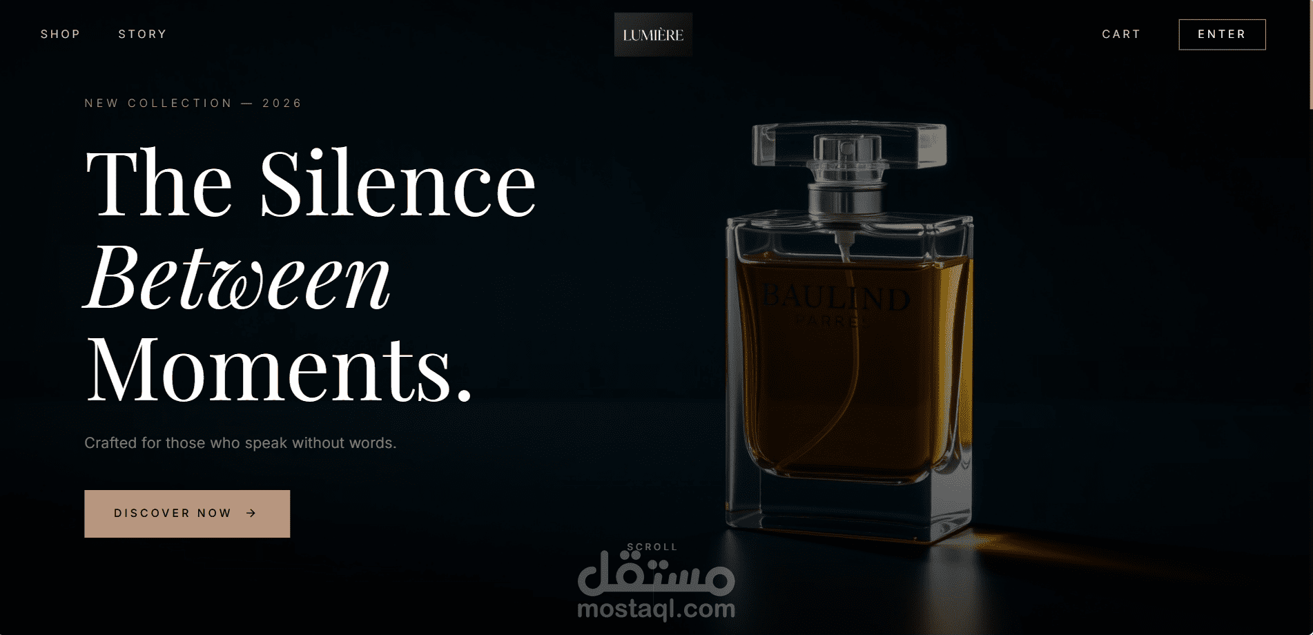 LUMIÈRE — تصميم صفحة هبوط لعلامة عطور فاخرة
