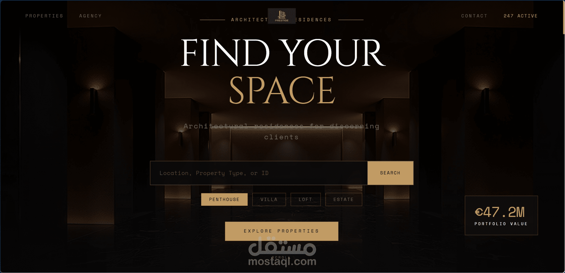 Prestige — تصميم موقع وكالة عقارات فاخرة