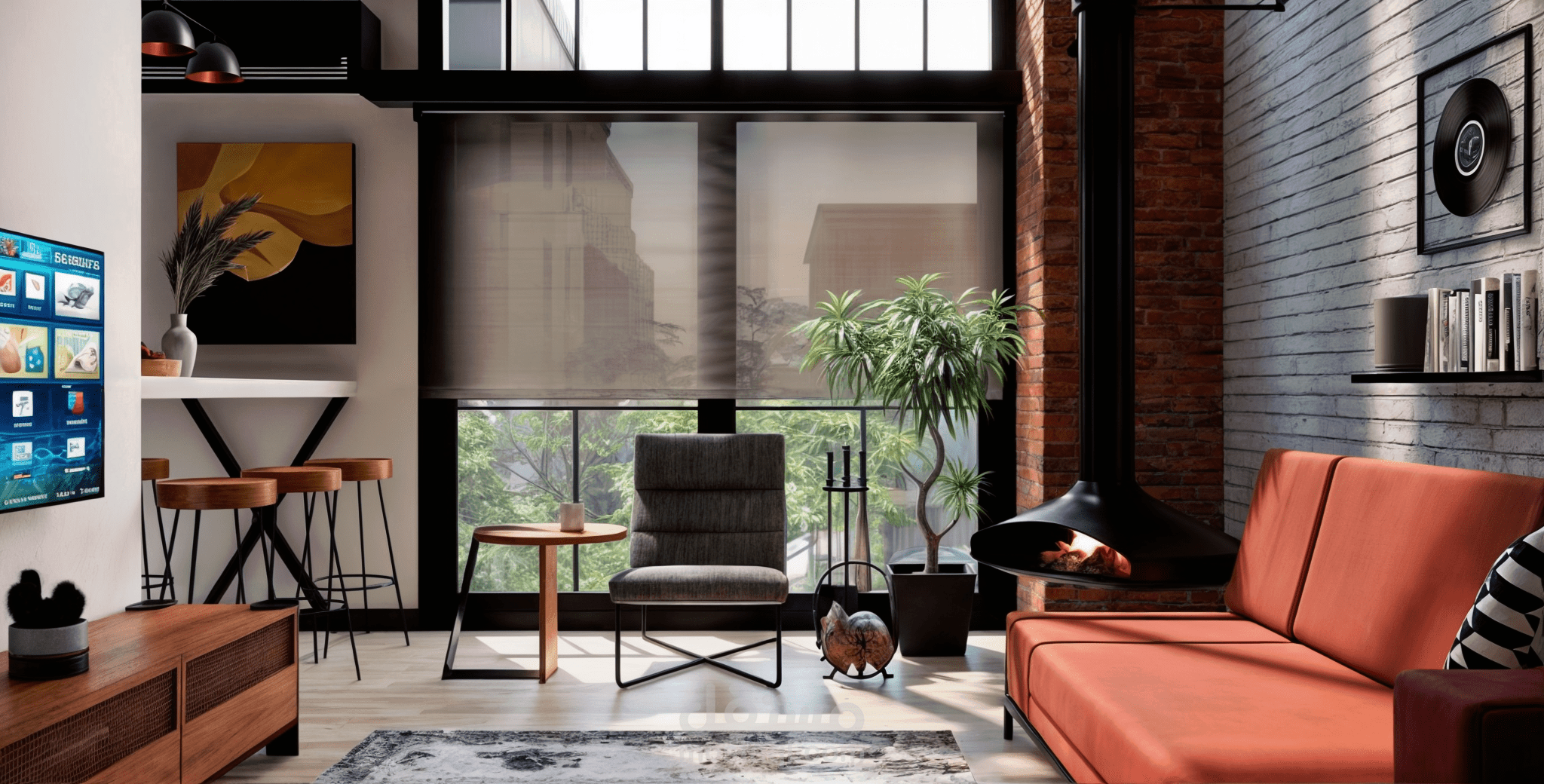 تصميم داخلي لشقة بنتهاوس دوبلكس | مساحة معيشة على طراز لوفت وصناعي