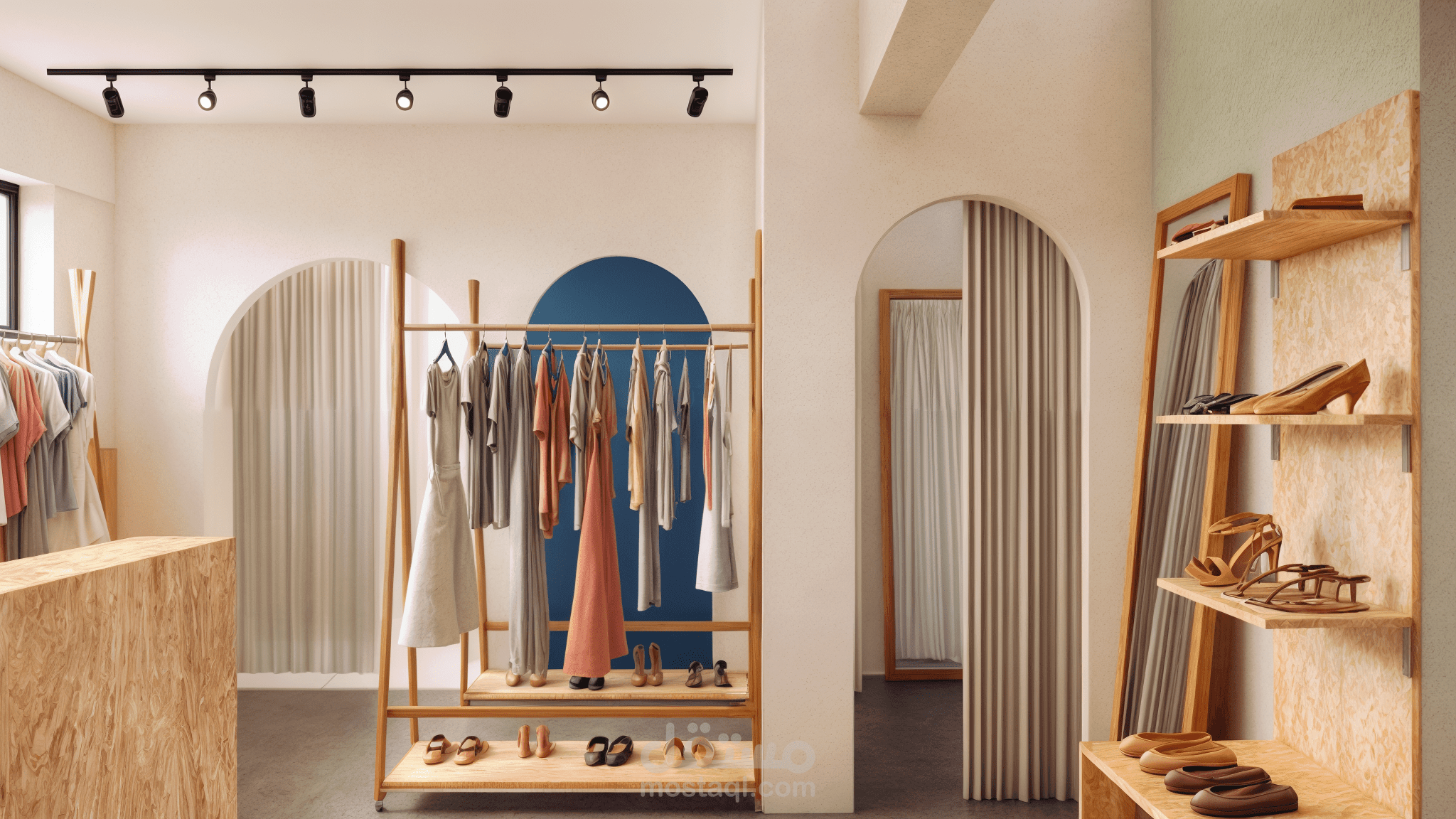 تصميم داخلي مستدام للمتاجر | مفهوم مرن وتصور ثلاثي الأبعاد