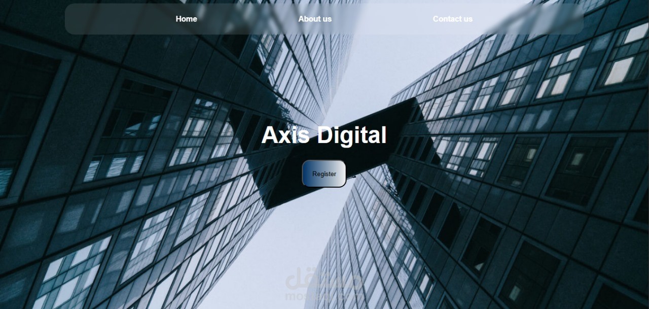 تصميم واجهة مستخدم احترافية لصفحة هبوط شركة "Axis Digital" للحلول الرقمية.
