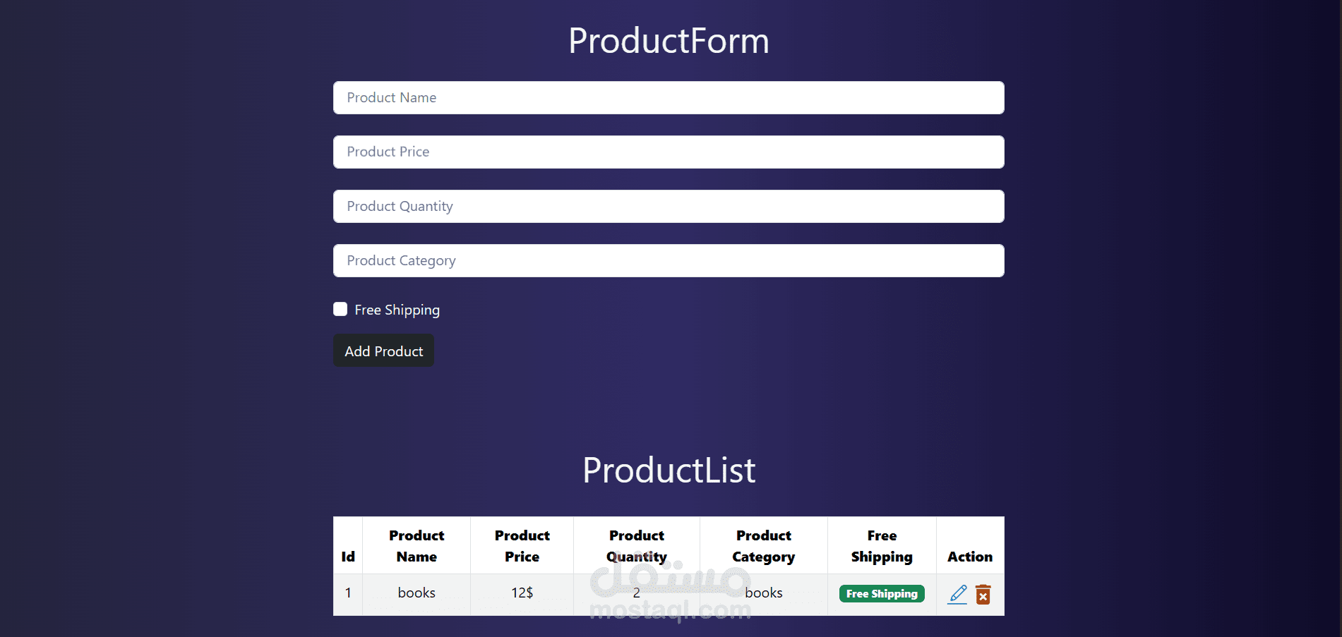 Products Form Handler